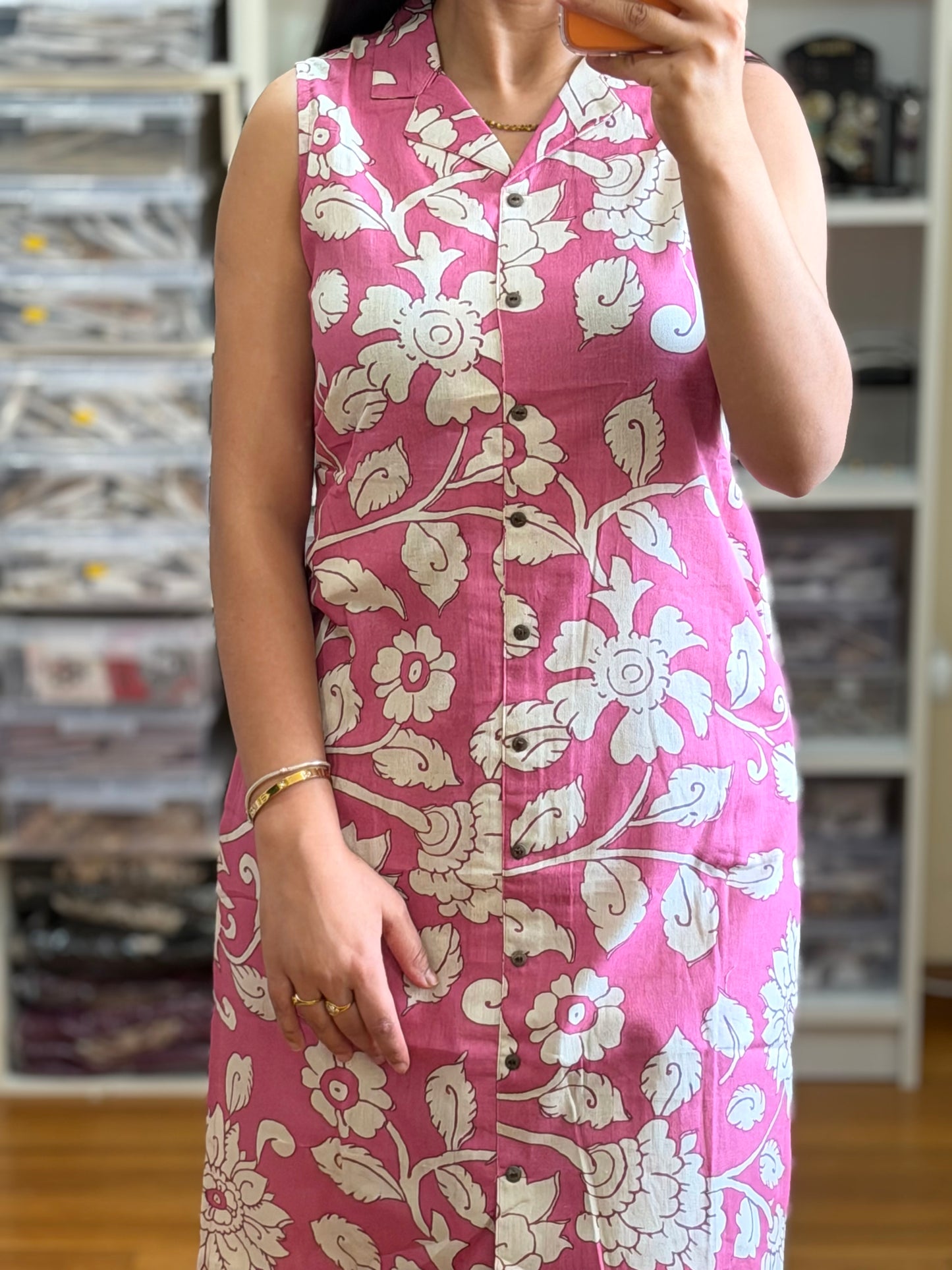 Khadi Cotton Long Cord Set with Detachable Sleeves