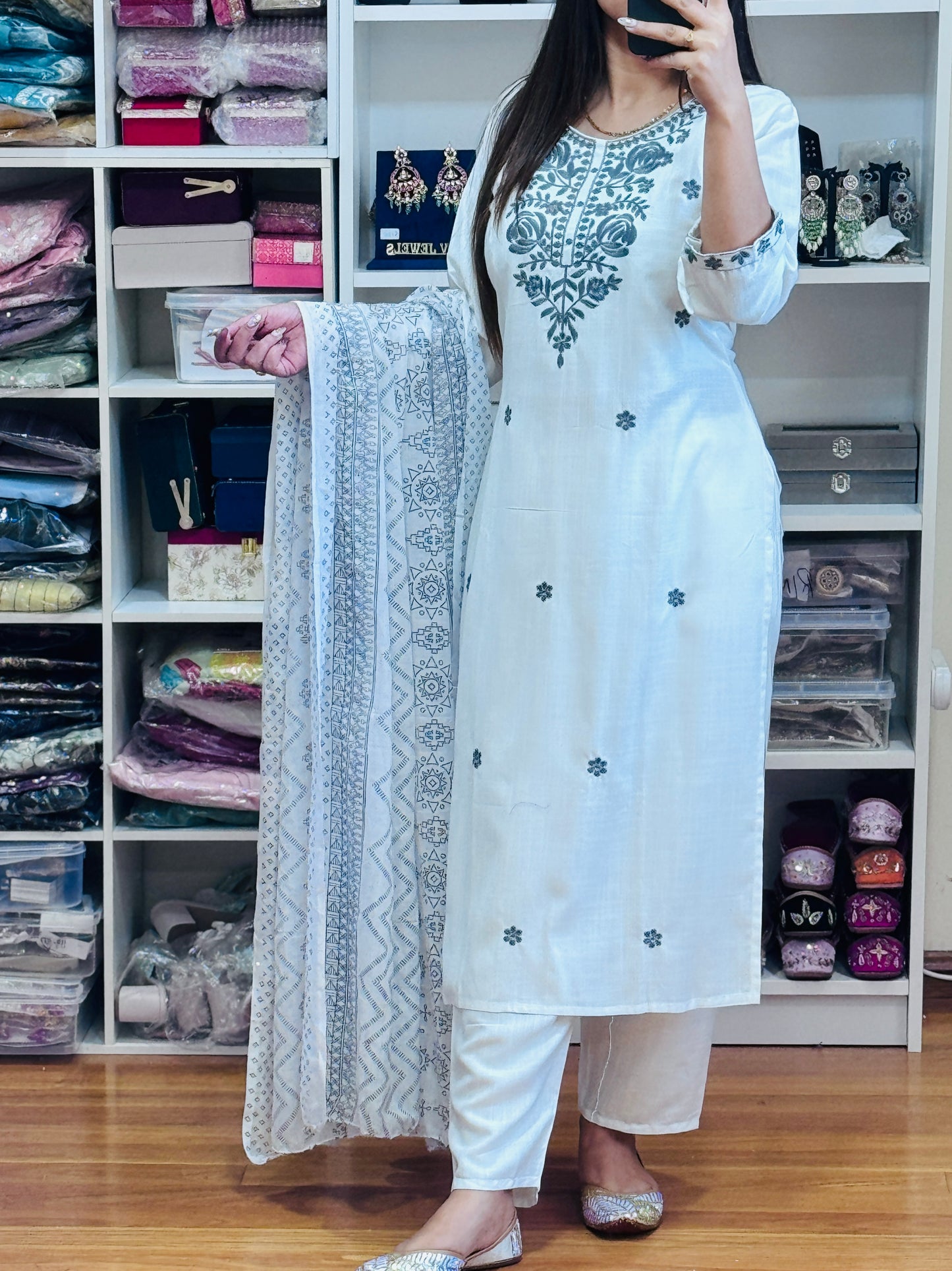 Premium reyon with embroidery work