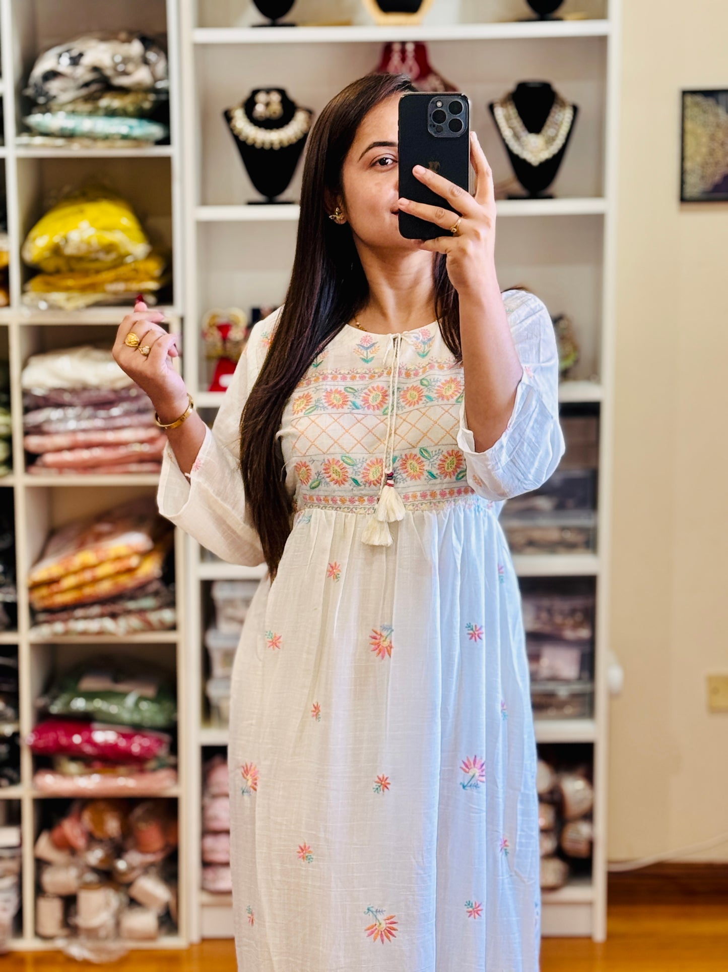 Cotton Maxi dress( Free size)