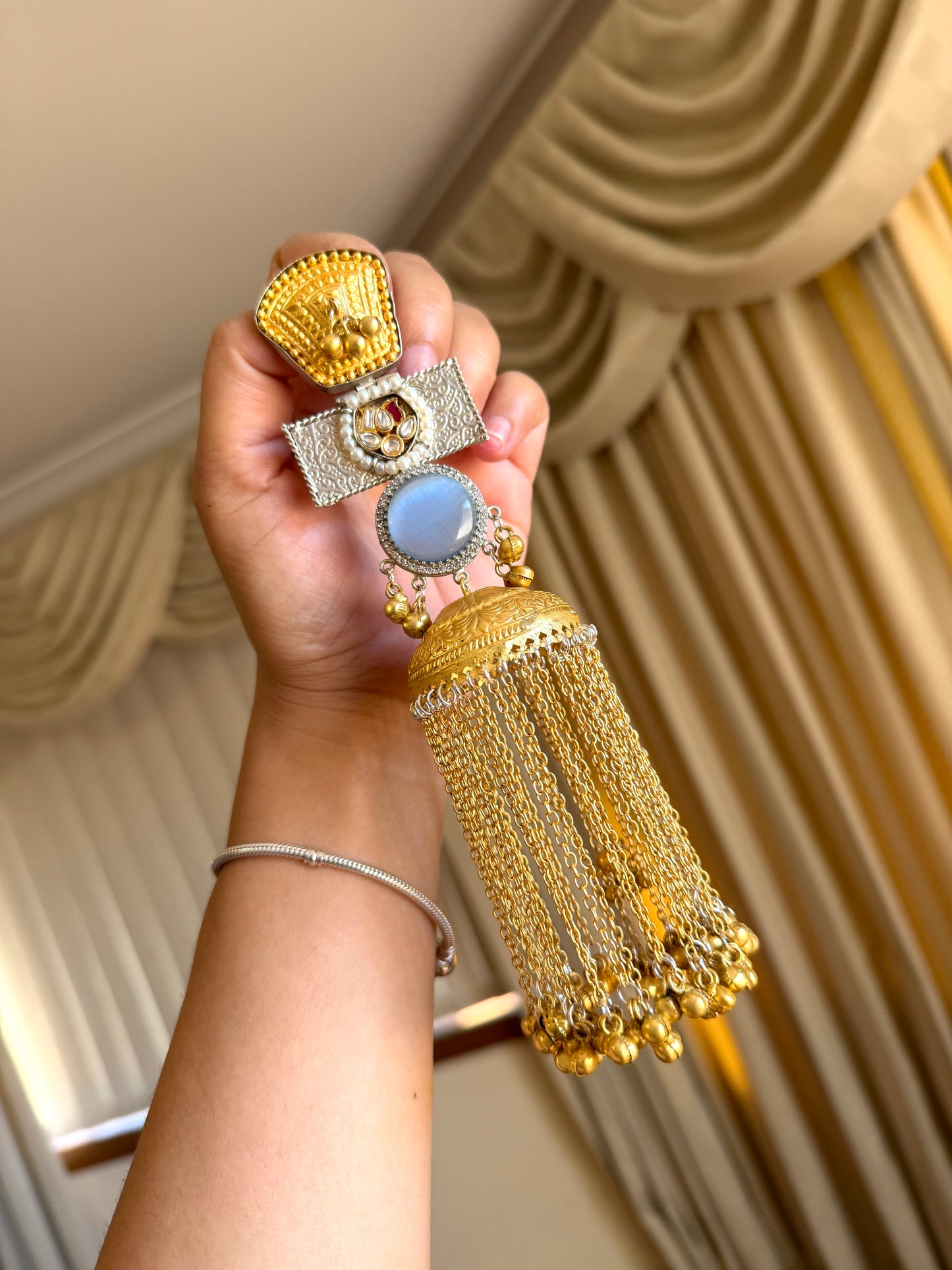 Premium fusion with pachi kundan earrings