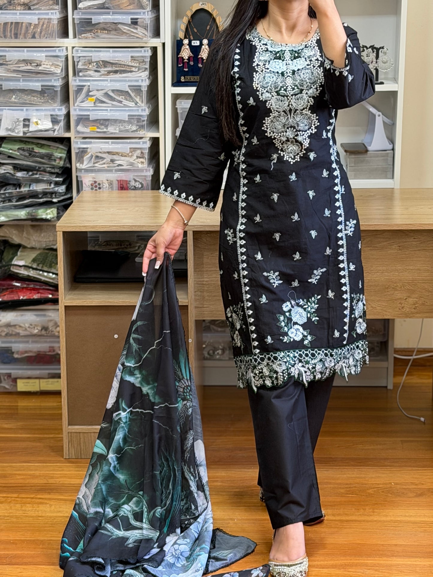 Pure Cotton Fully Embroidered Suit