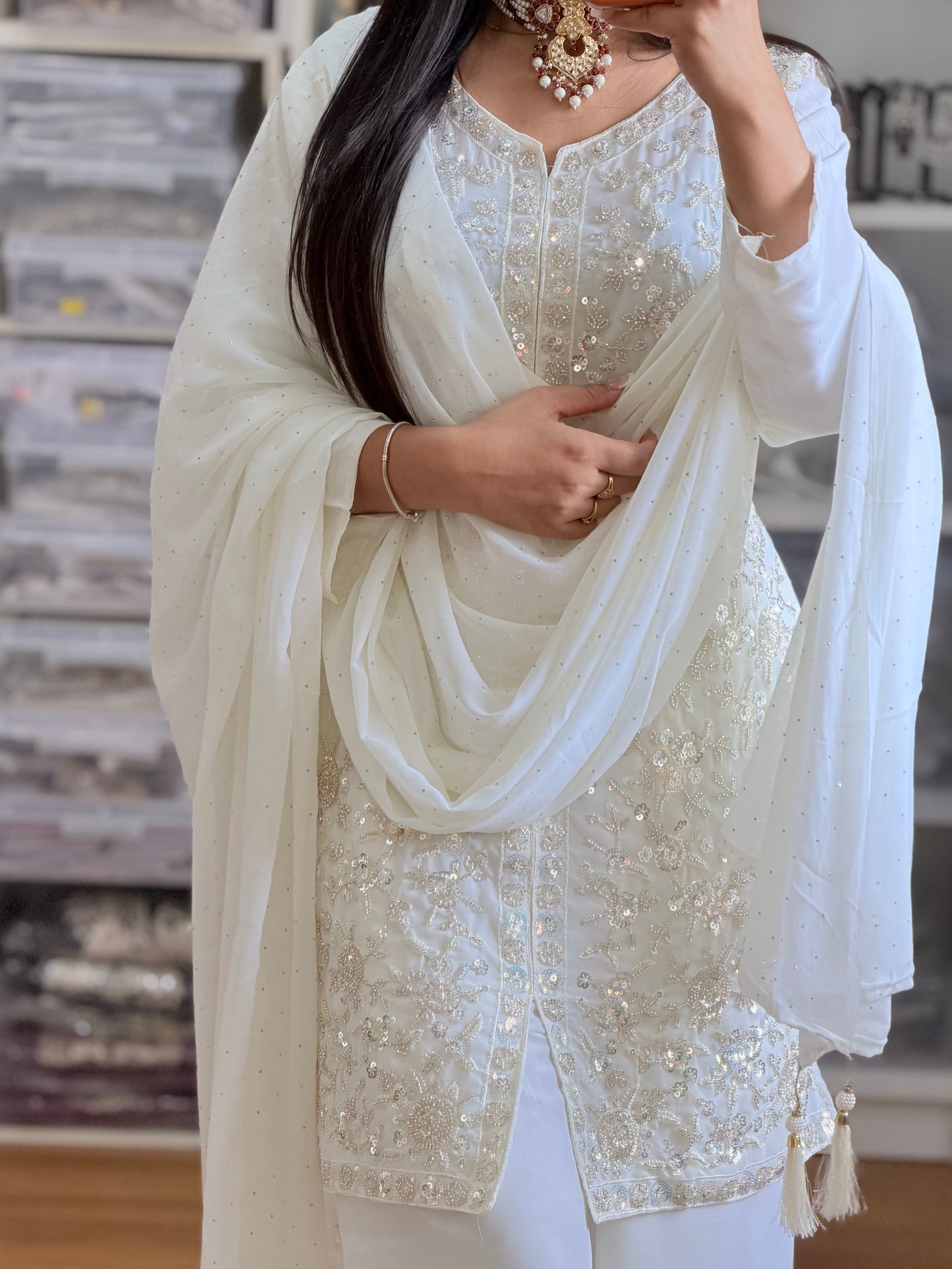 Georgette Heavy Embroidery Sharara Suit