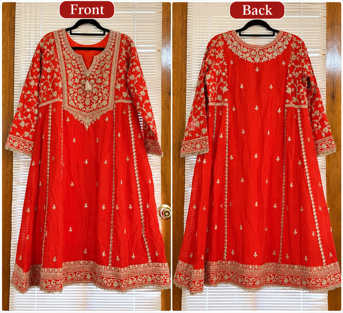 Pure Tissue Heavy Handwork Frock Style Suit ✨(Orange colour)