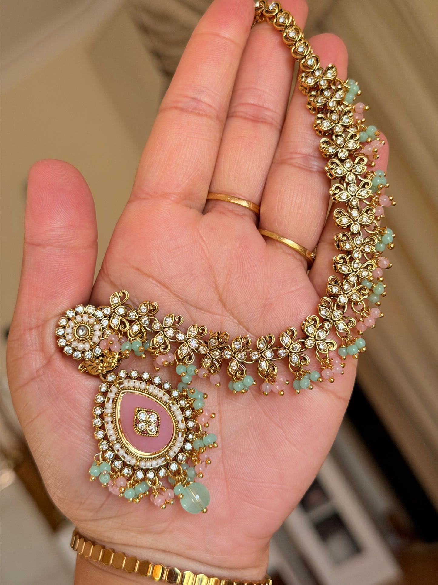 Kundan earrings with sehare