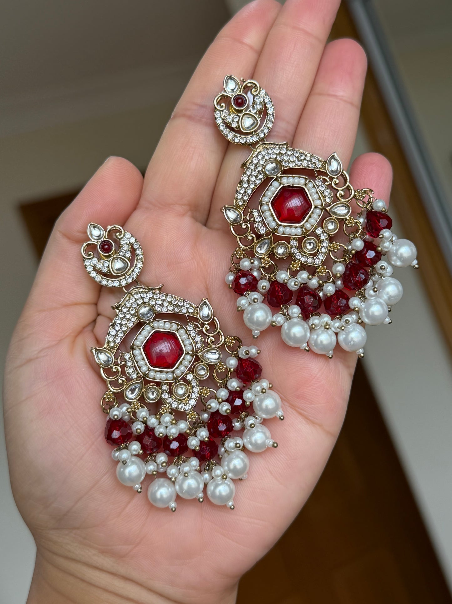 Kundan earrings (Mehroon)