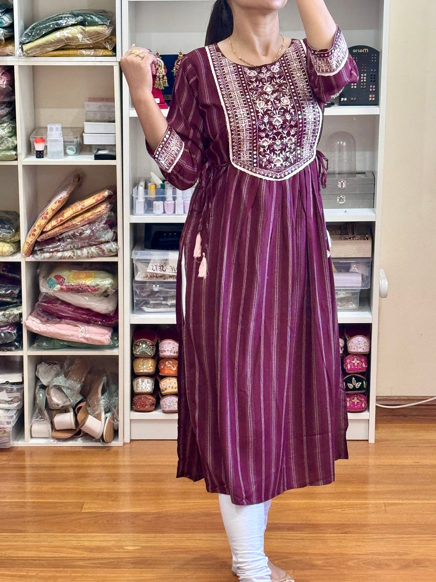 Naira cut one piece kurti( free size)