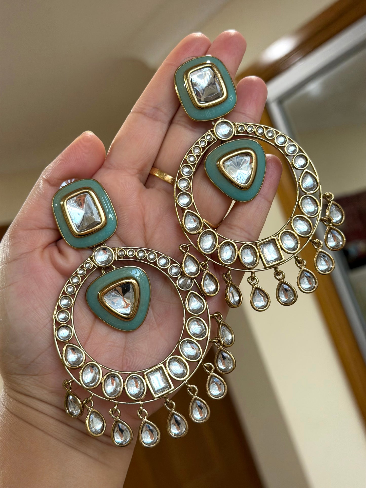 Oversized kundan earrings