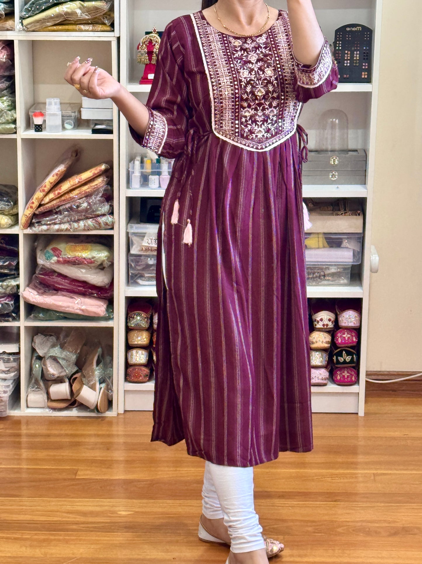 Naira cut one piece kurti( free size)