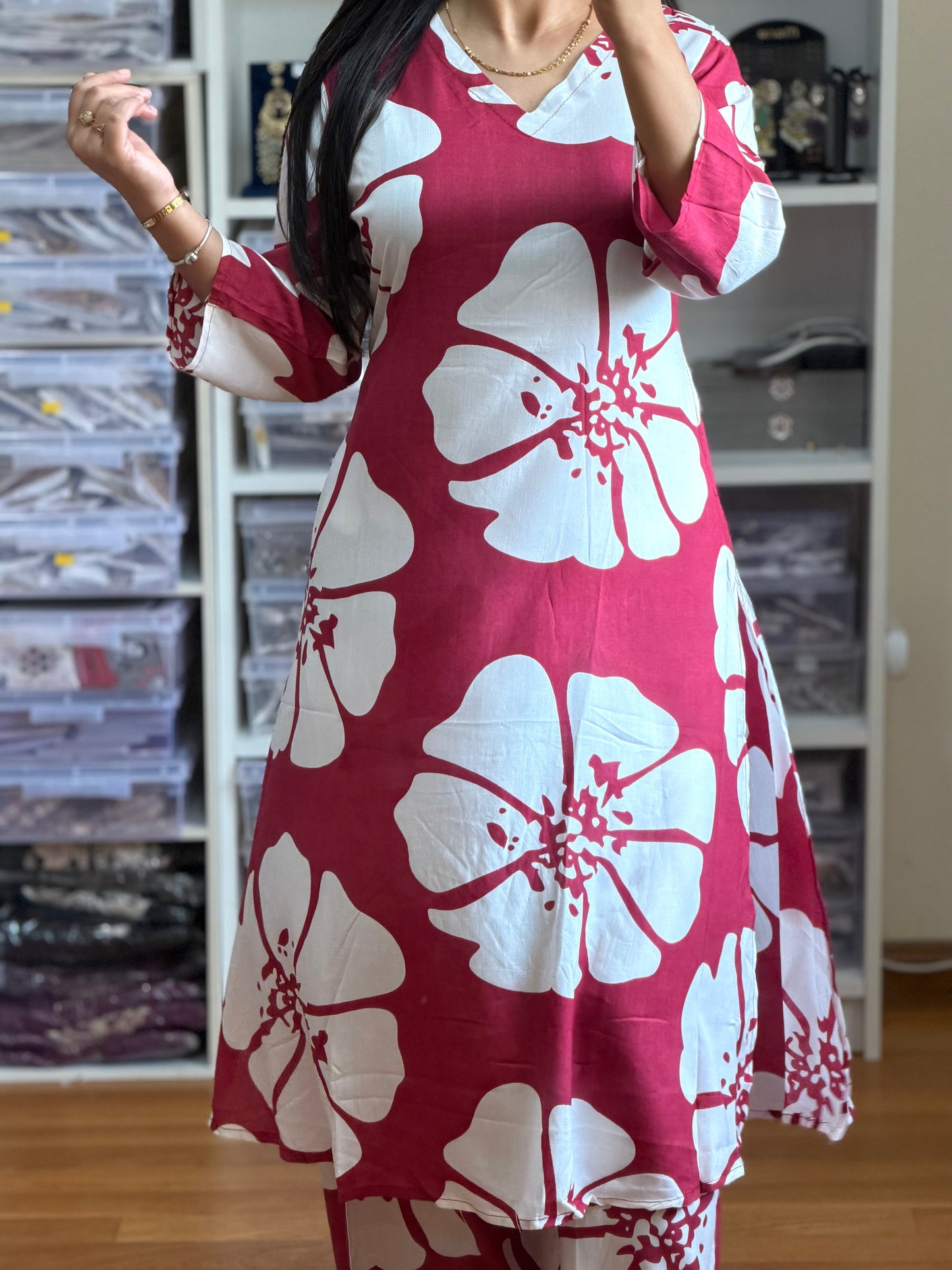 Elegant cotton cord set with beautiful floral print