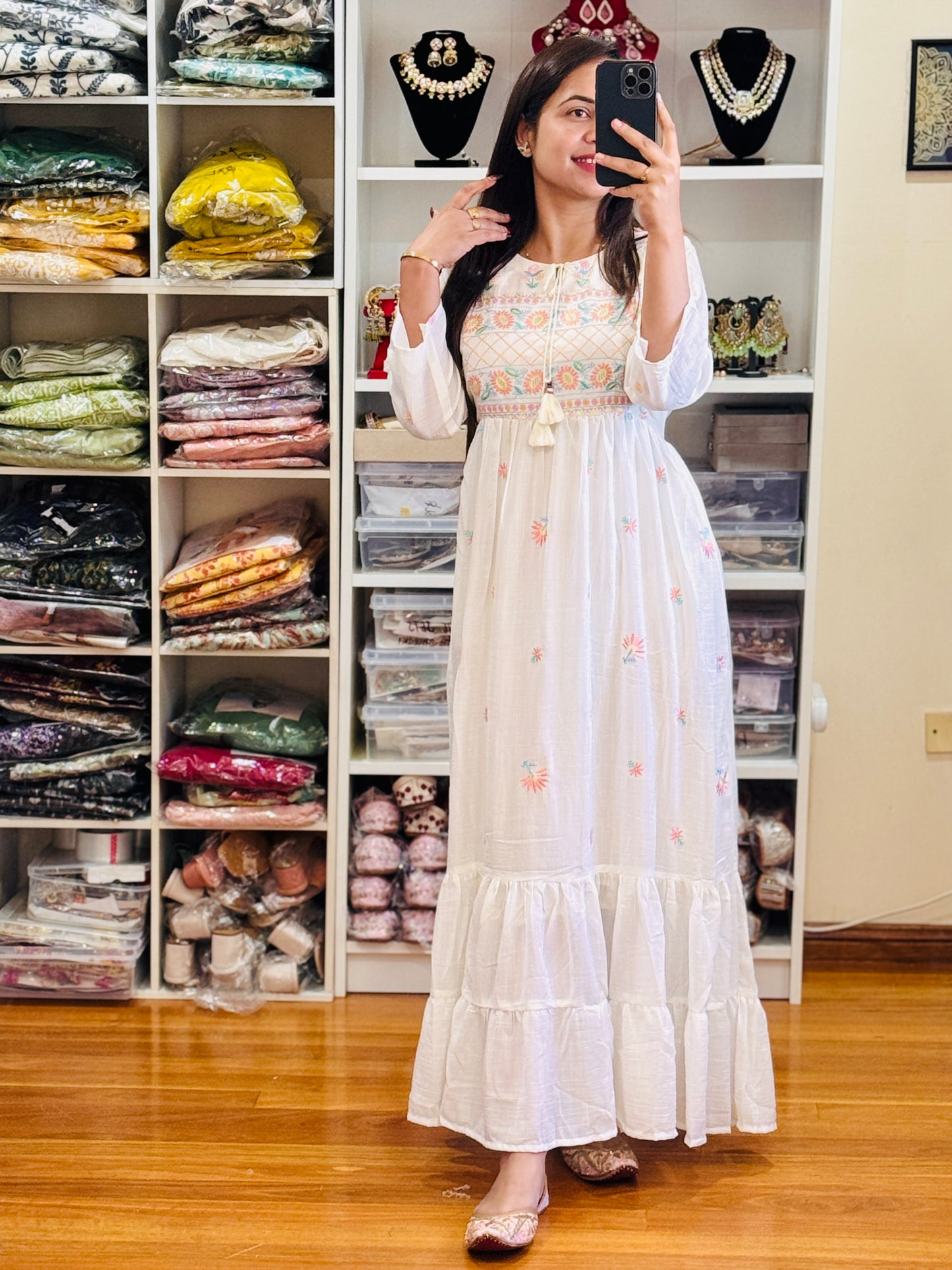 Cotton Maxi dress( Free size)
