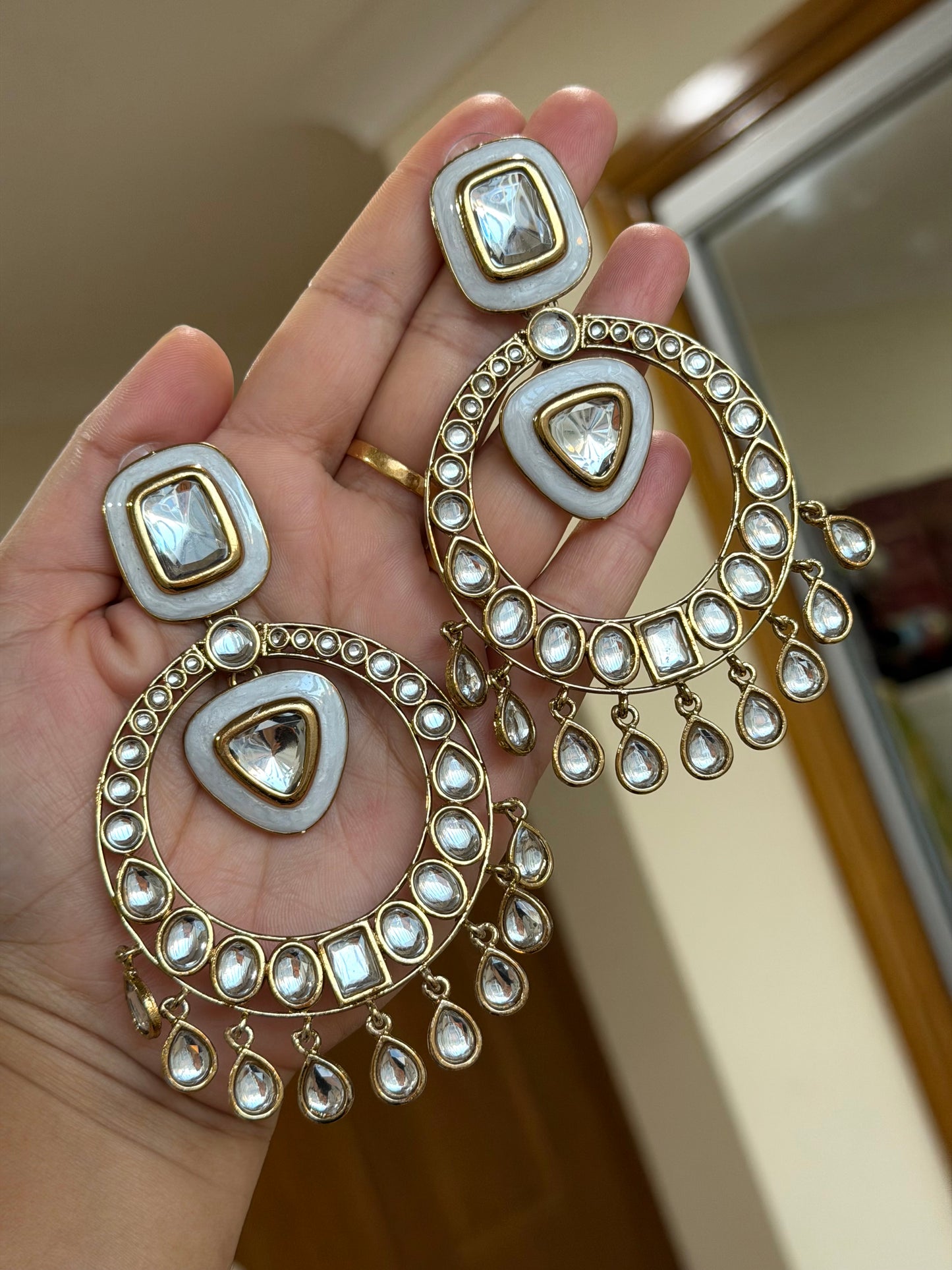 Oversized kundan earrings