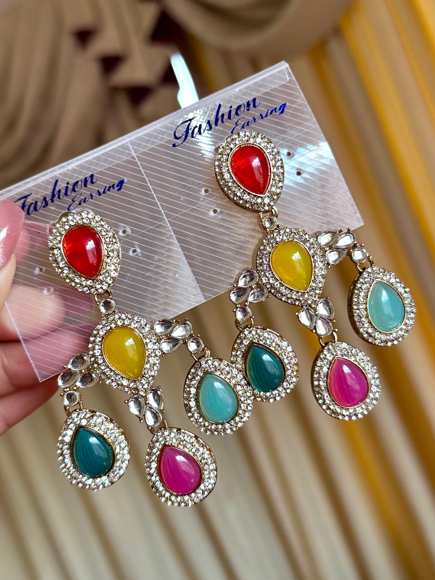 Kundan earrings multi