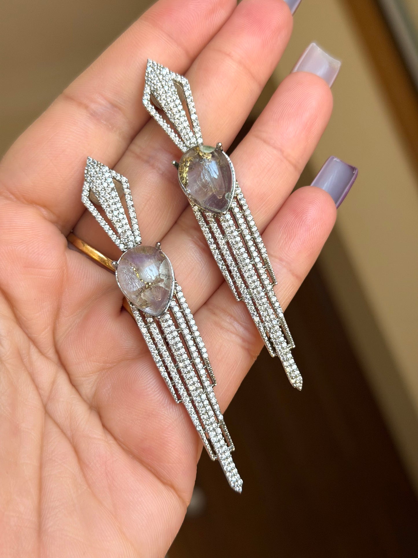 Premium Ad earrings with moissanite