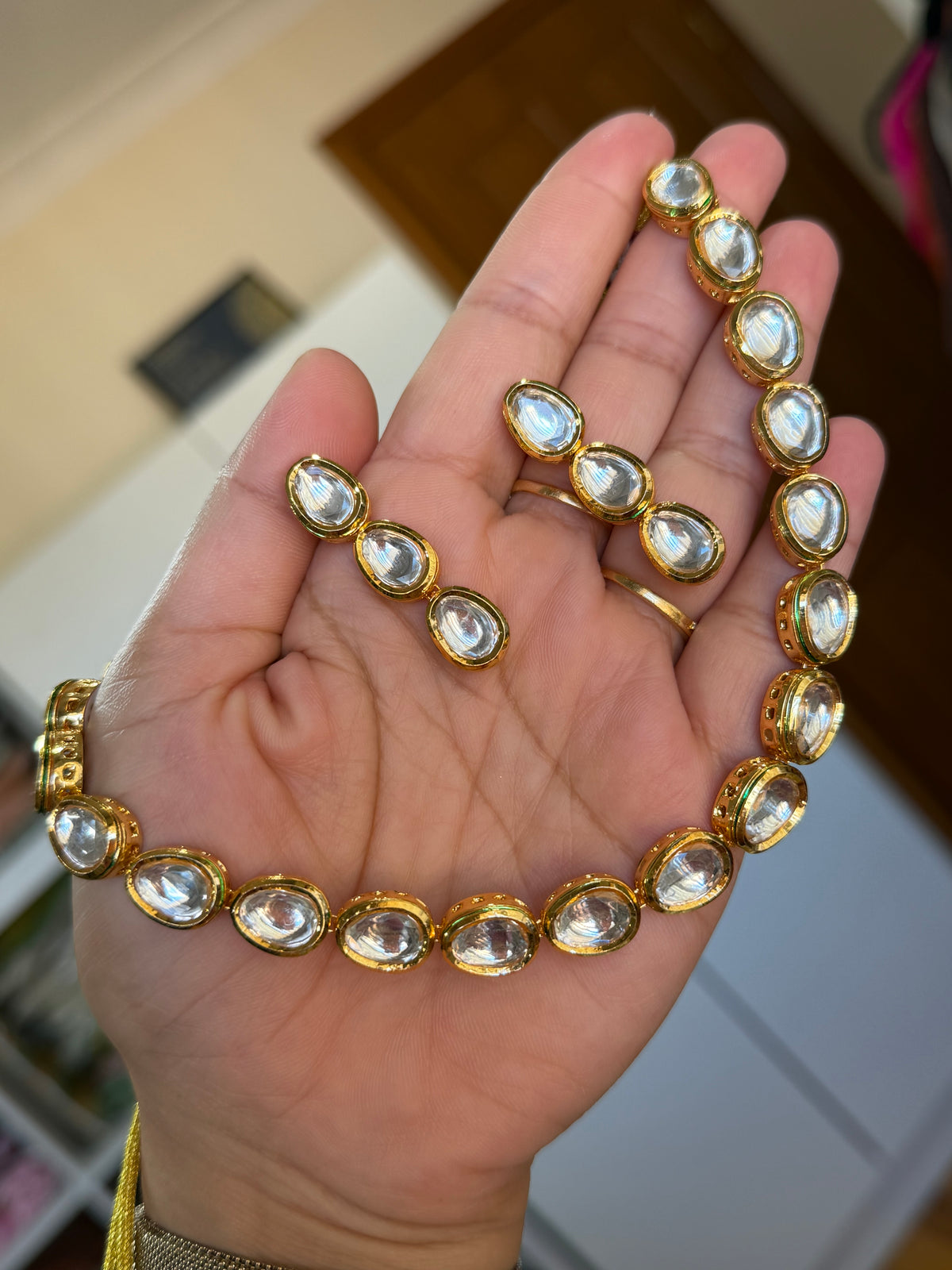 Kundan necklace set with back meenakari