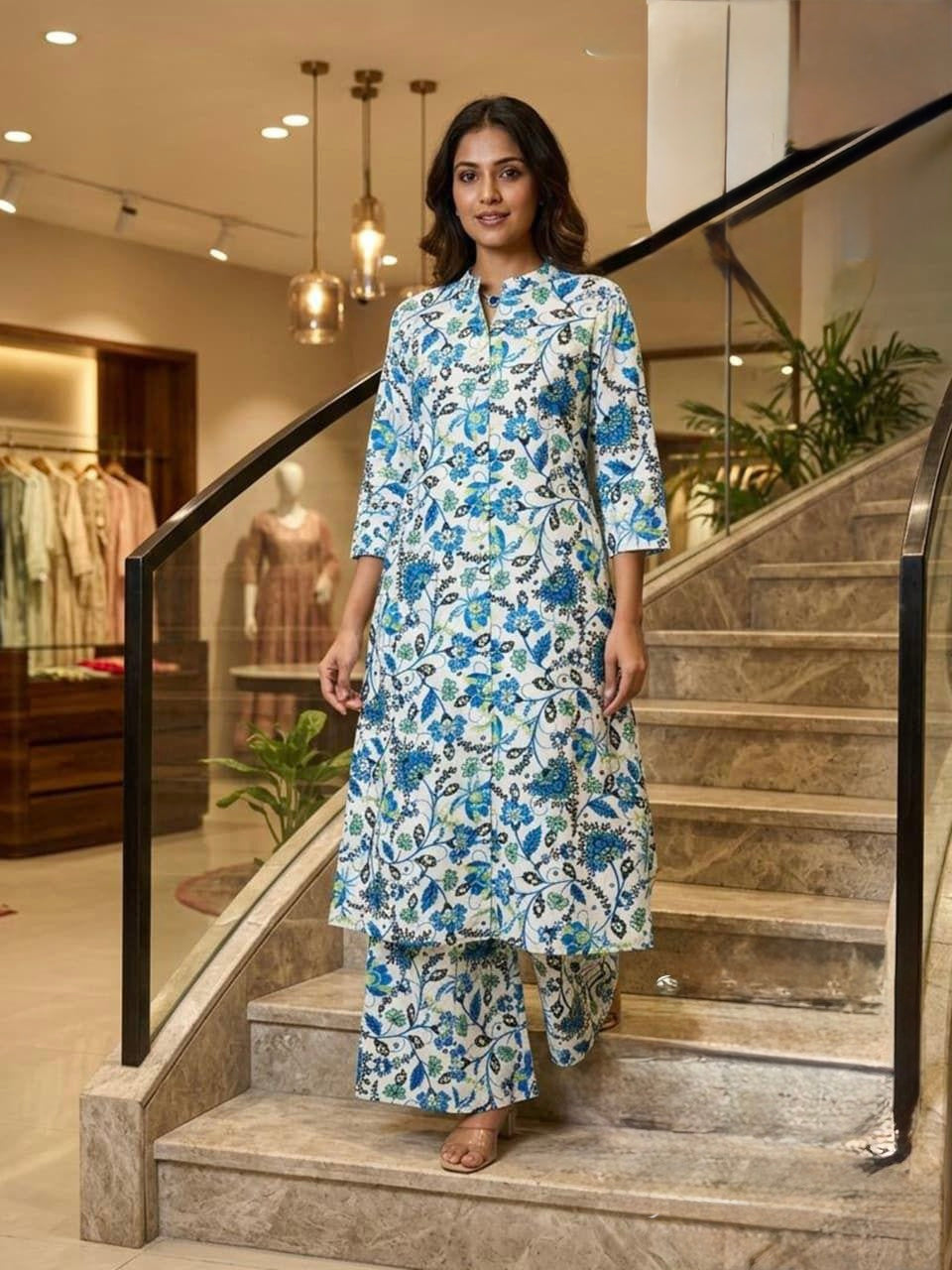 Khadi cotton long cord set