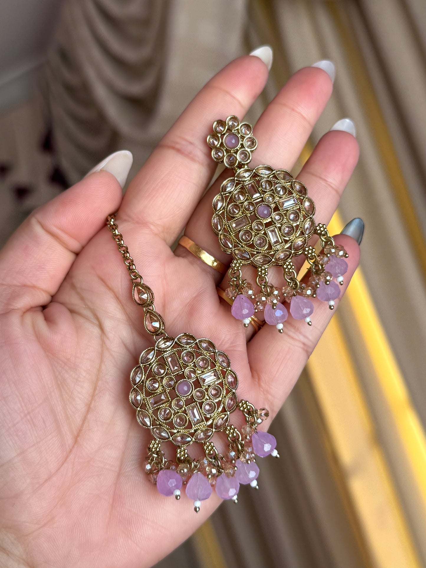 Polki necklace set lavender