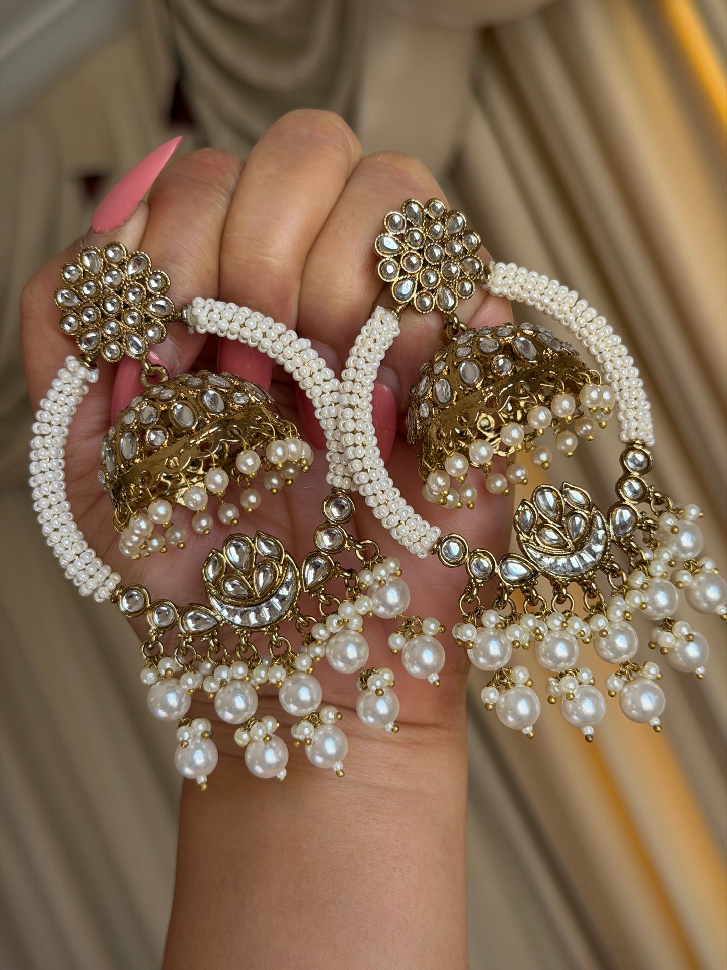 2-in-1 Detachable Kundan Jhumka Earrings