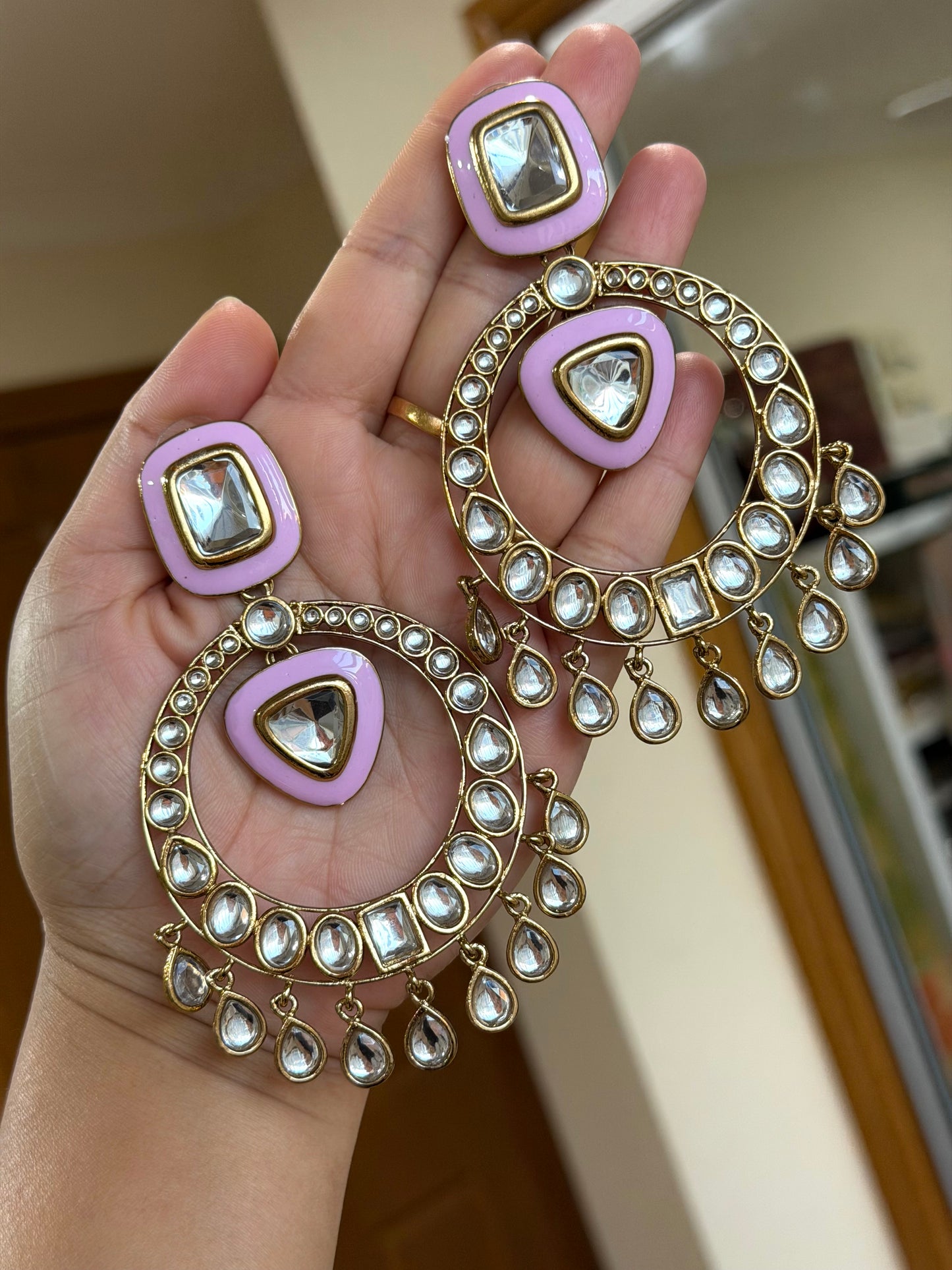 Oversized kundan earrings