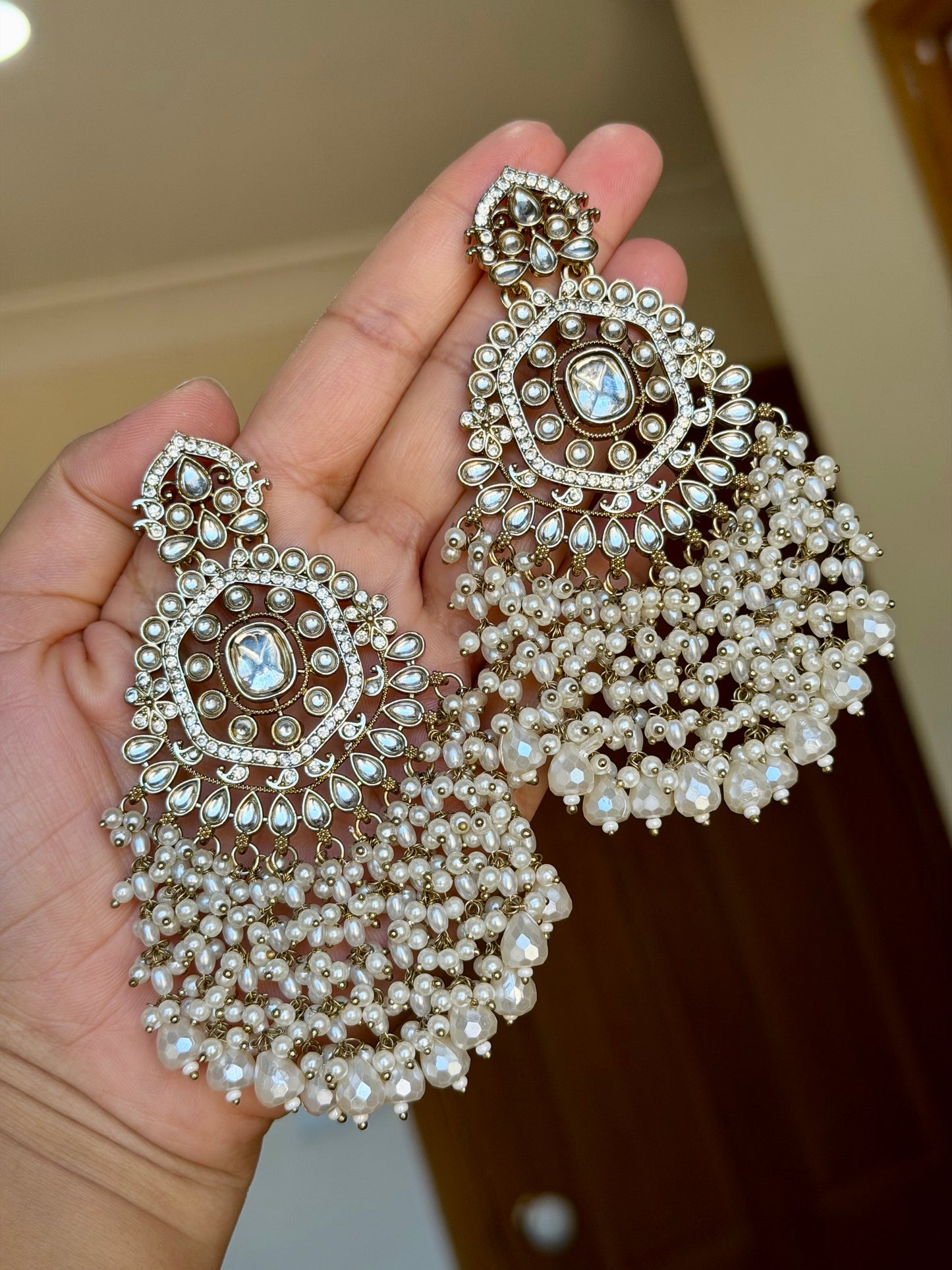 Oversized kundan earrings