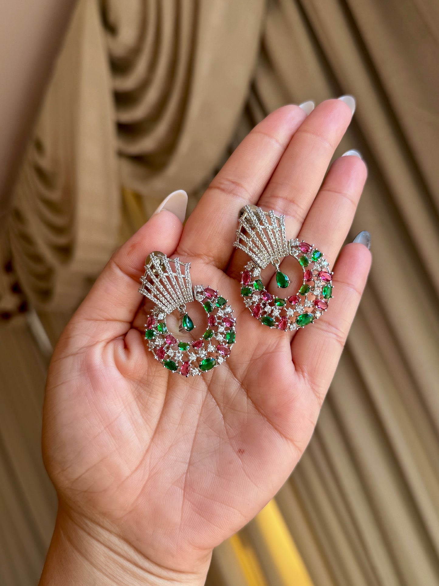 Premium ad earrings ruby green