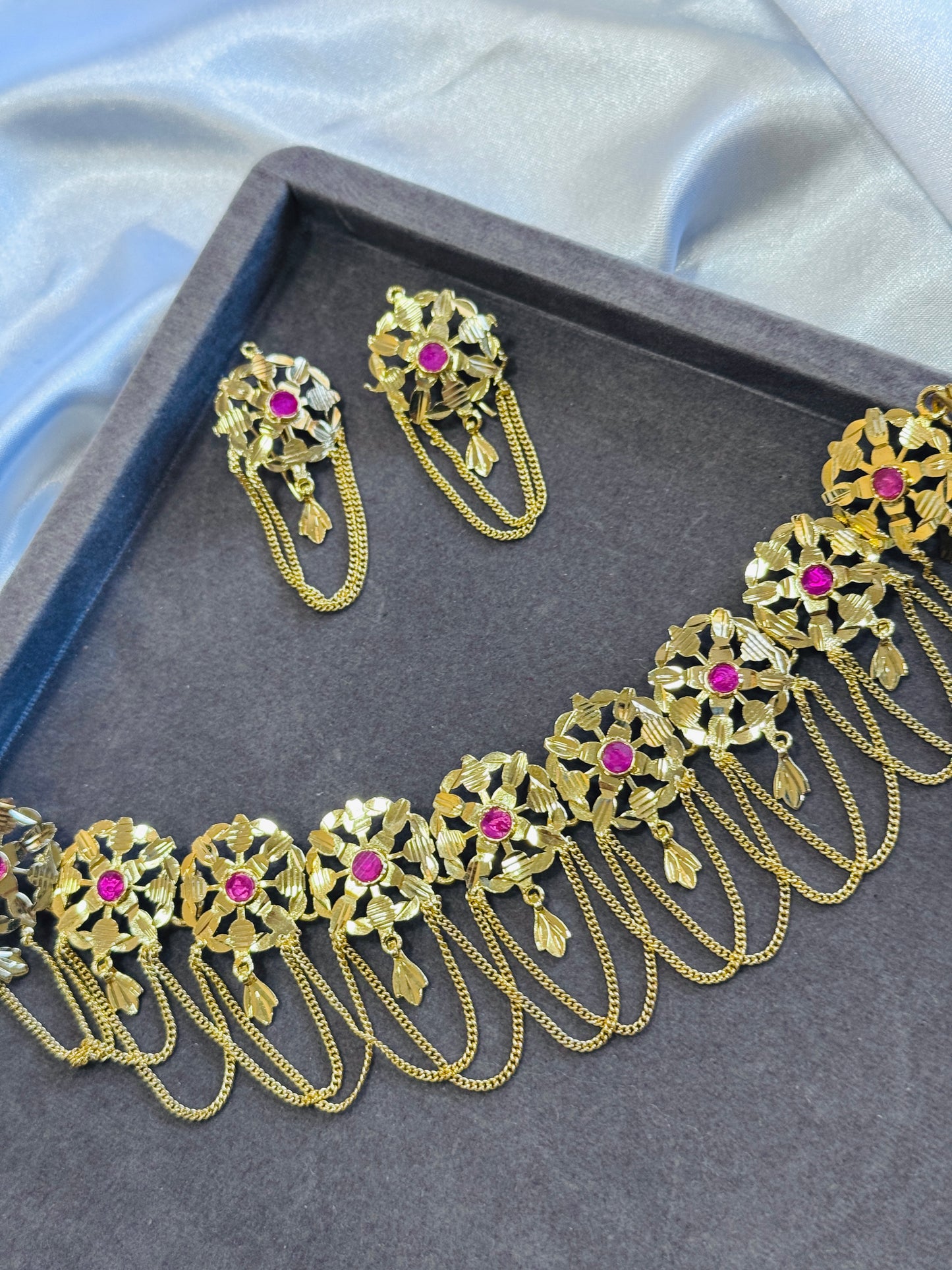 Premium gold look necklace set