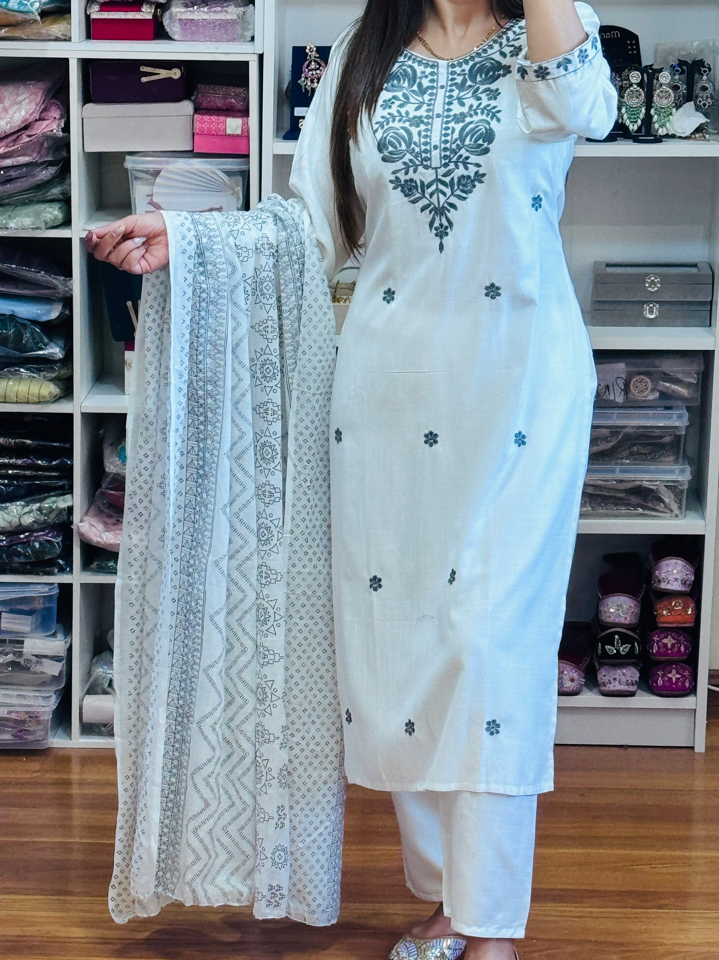 Premium reyon with embroidery work