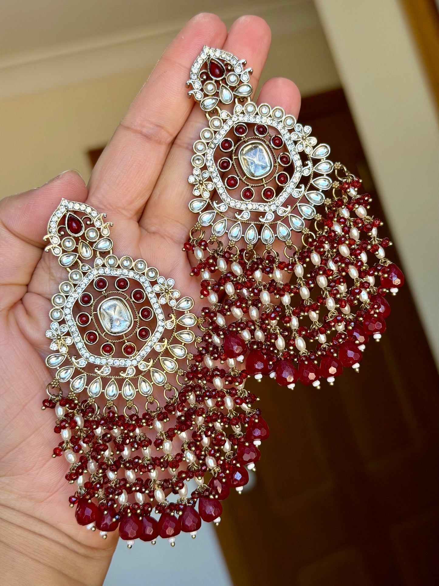 Oversized kundan earrings