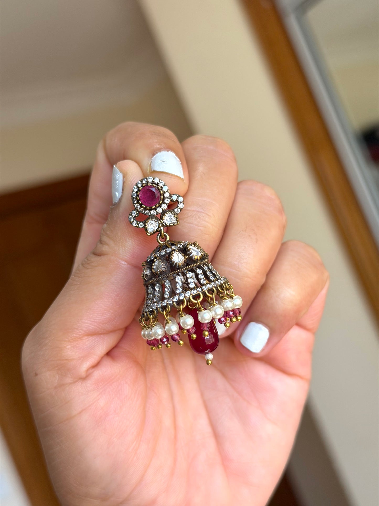 Premium moissanite necklace set(Hot pink)