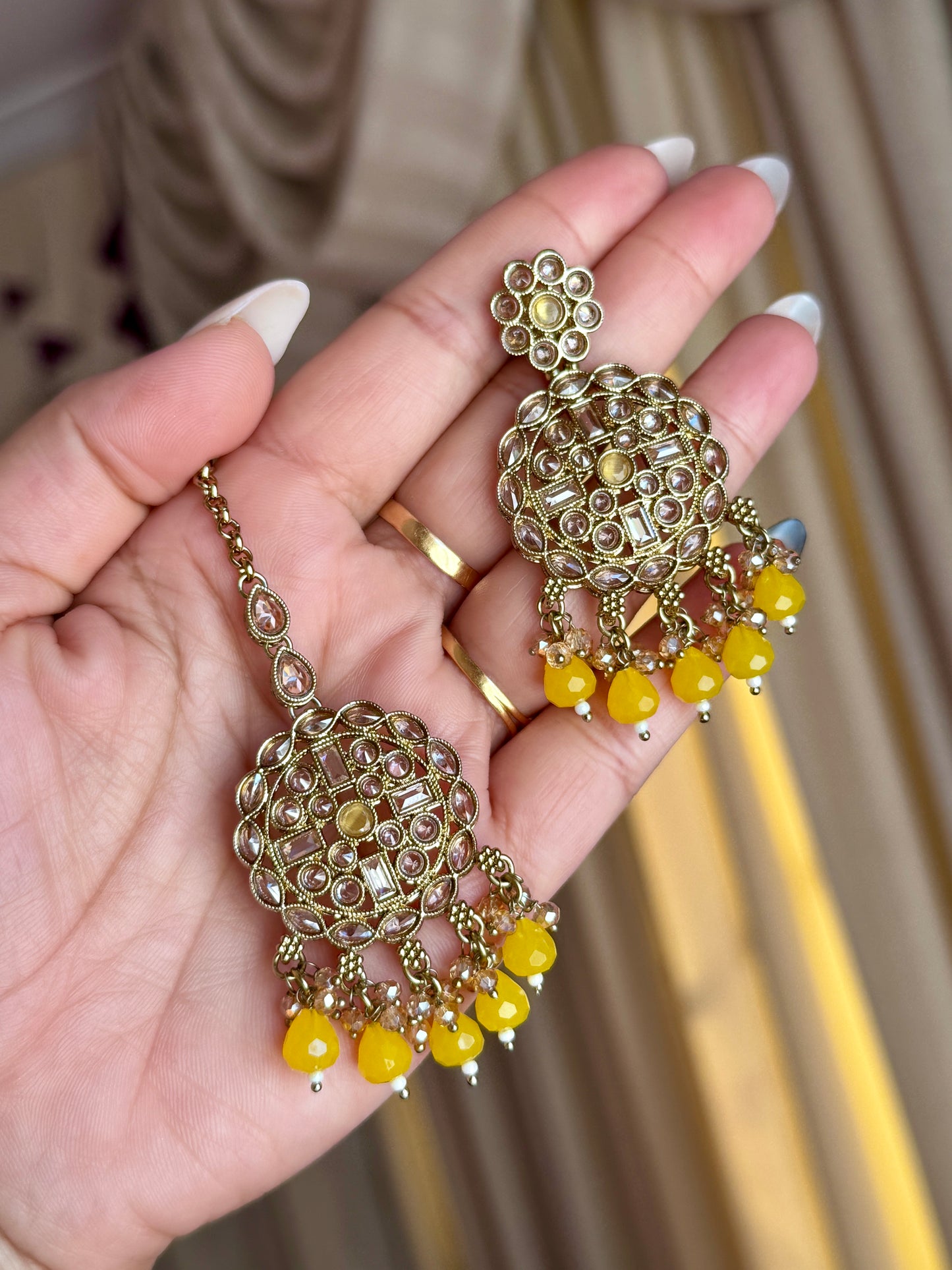 Polki necklace set yellow