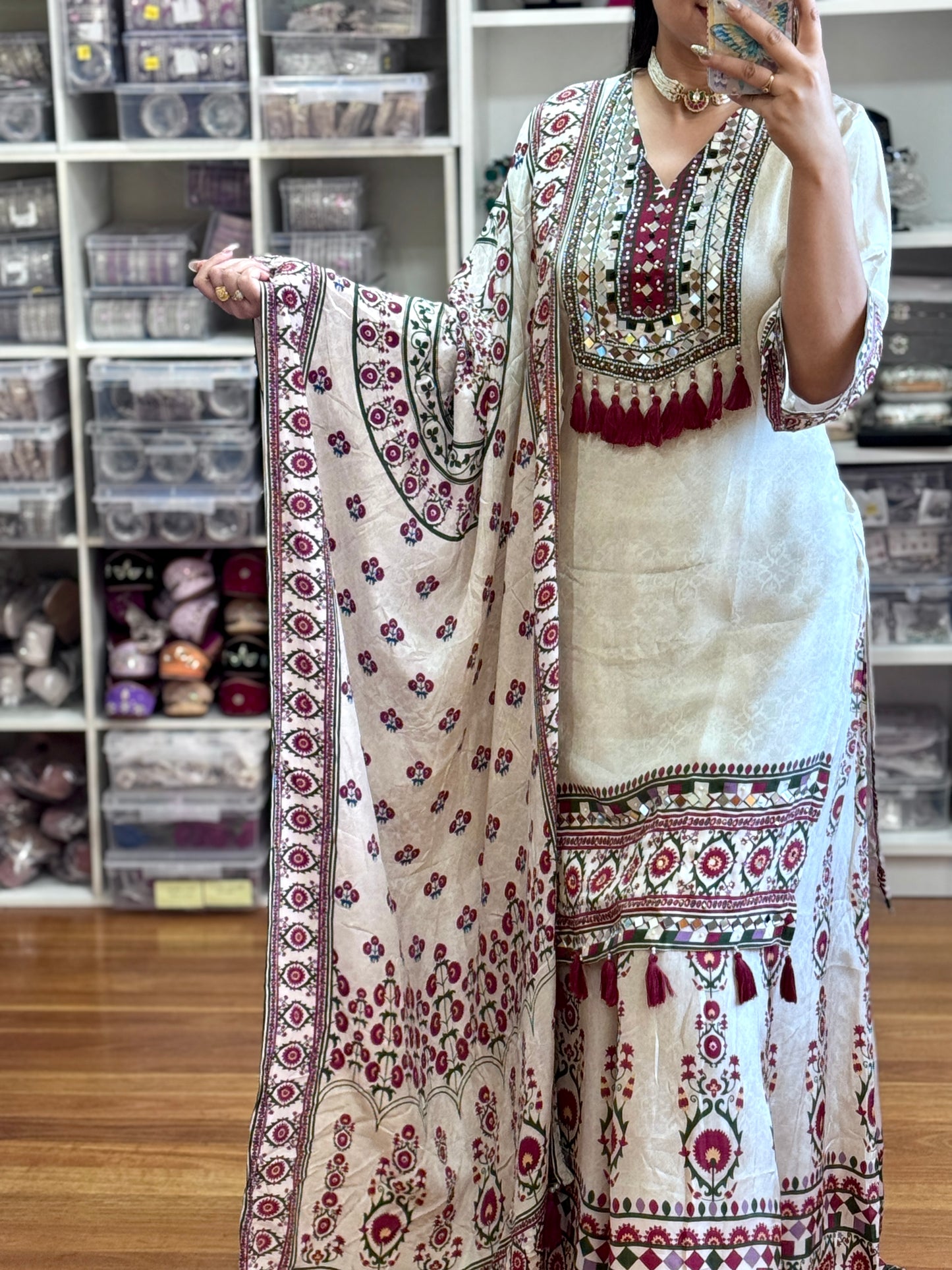 Pure crepe silk suit