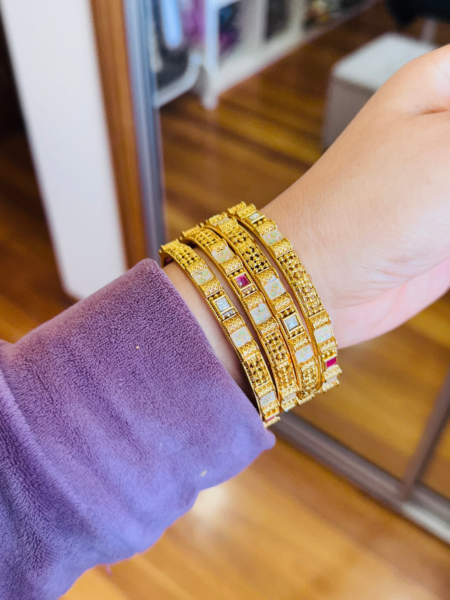 Gold plated 4 bangles set