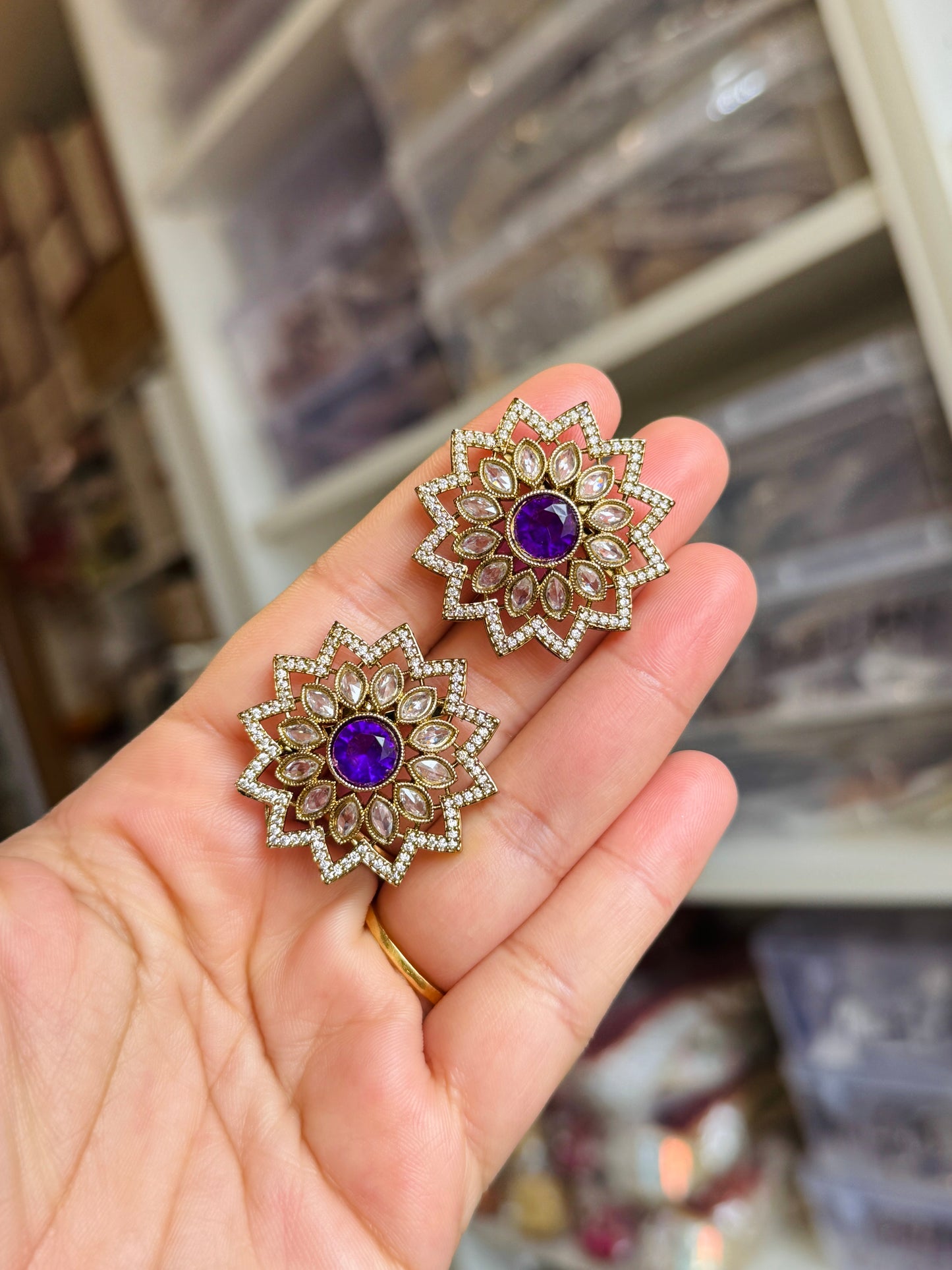 Oversized polki studs
