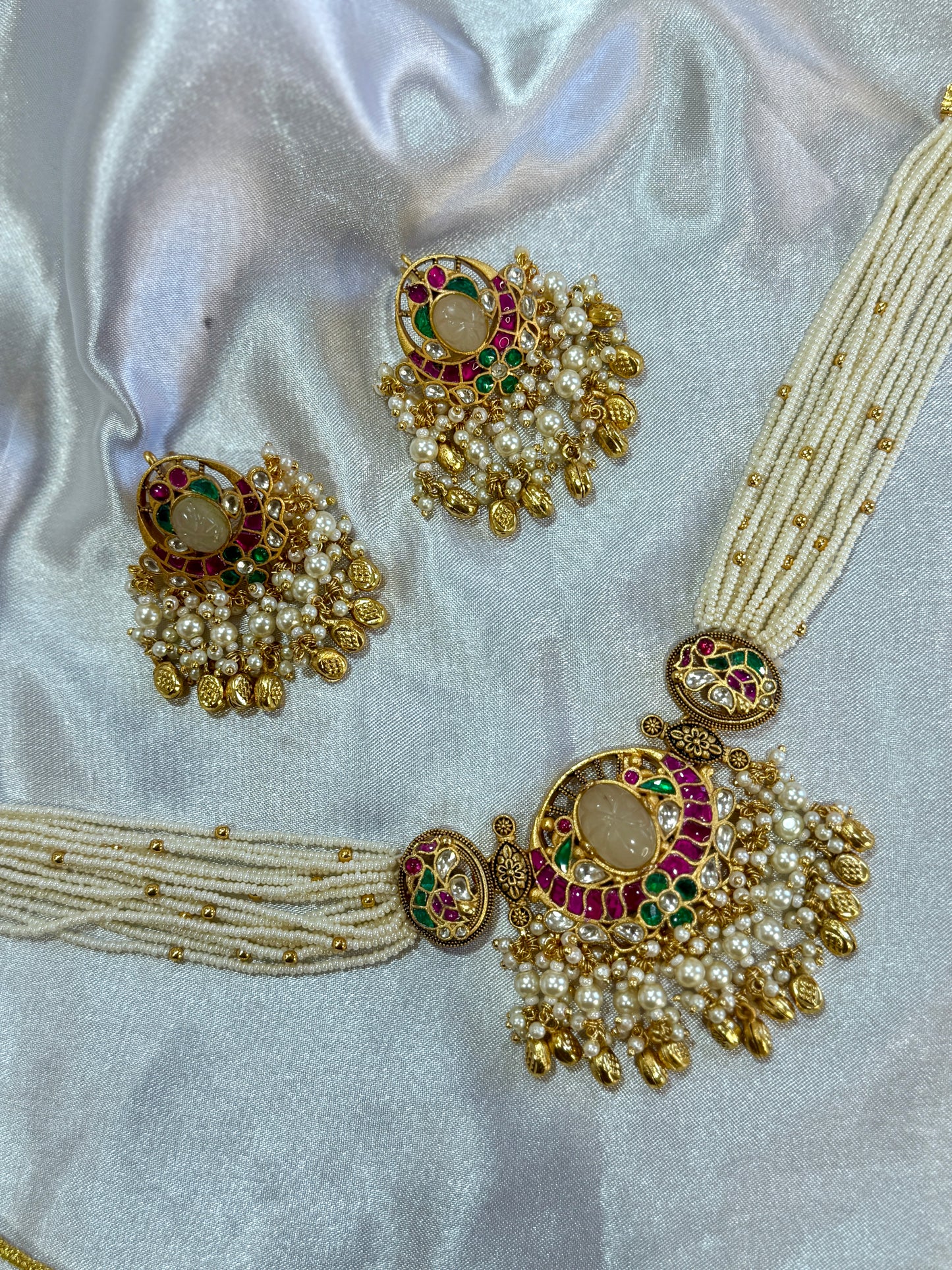 Pachi kundan necklace set