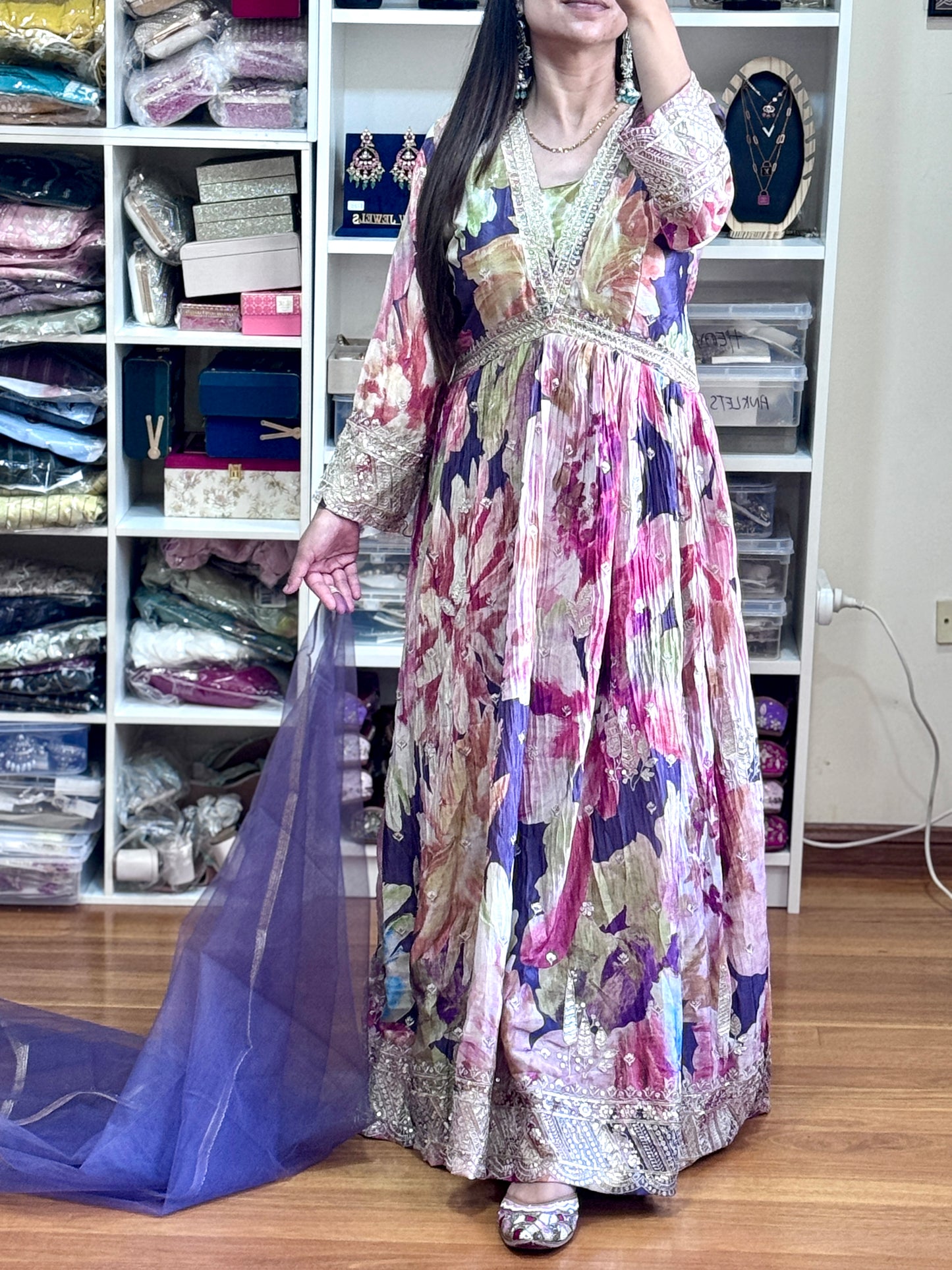 PREMIUM SILK ANARKALI(Free size stitch)