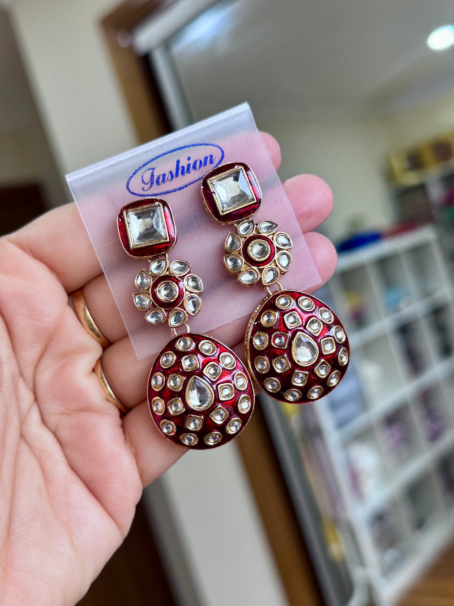 Kundan earrings(Red)