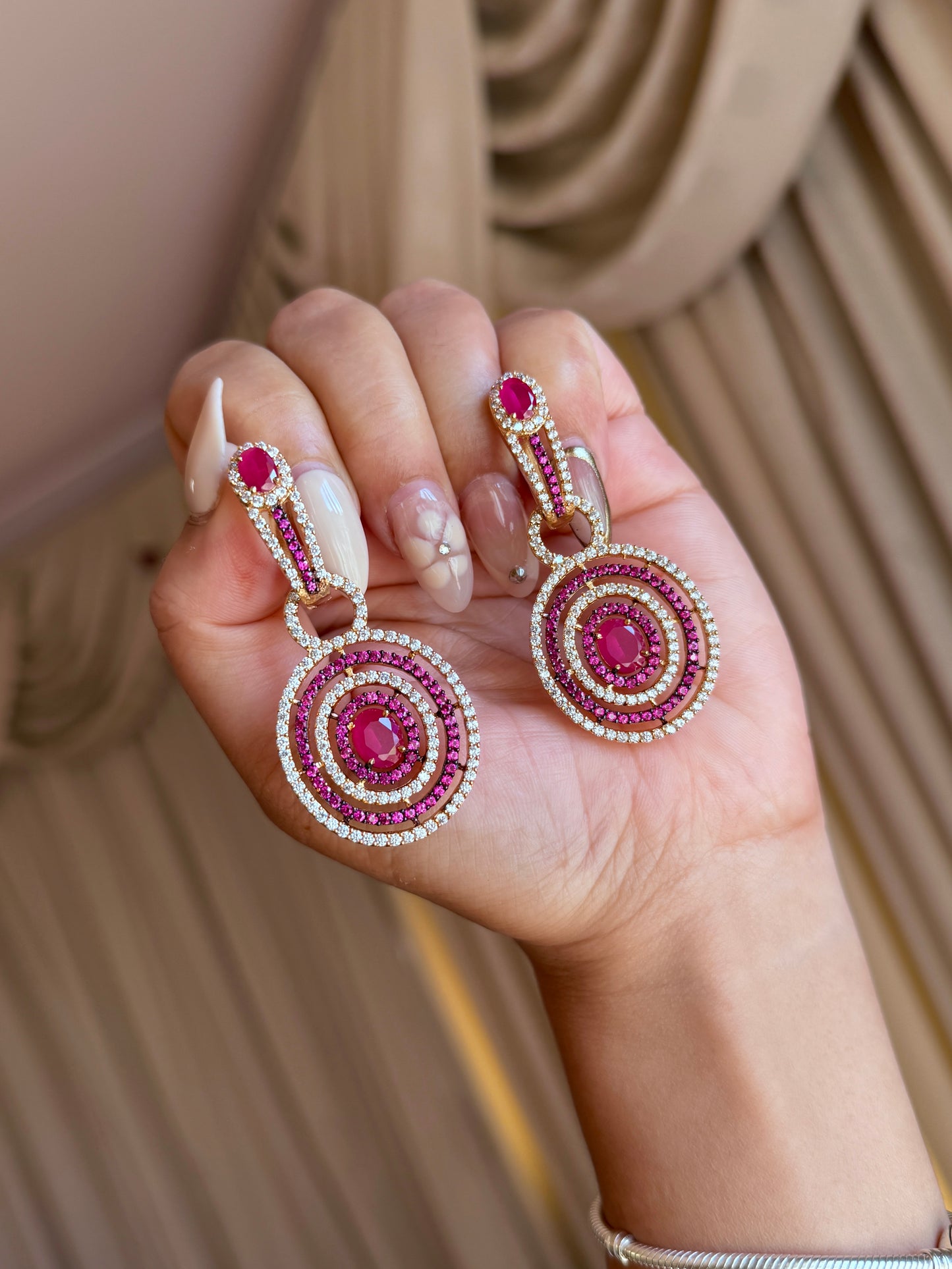 Premium ad earrings hot pink