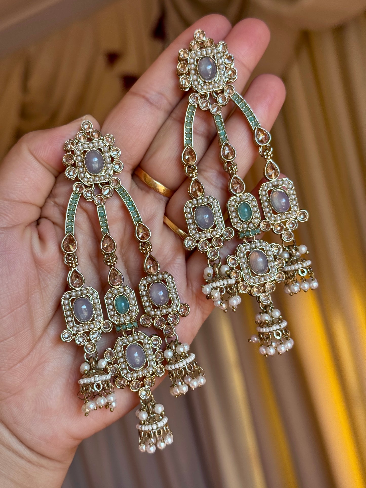 Polki earrings baby blue