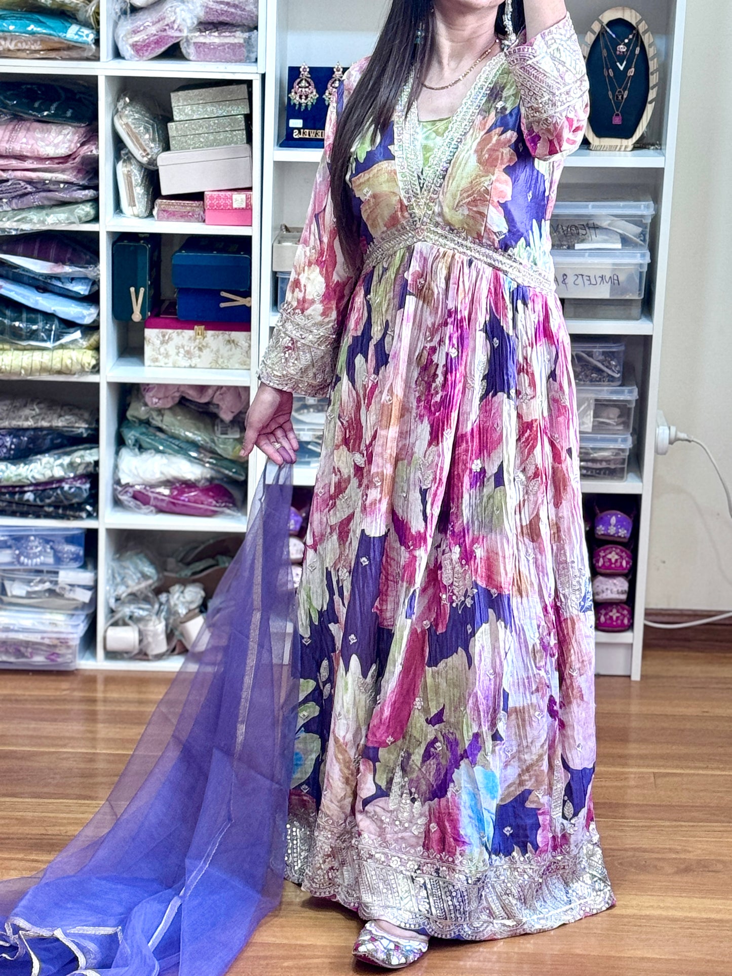 PREMIUM SILK ANARKALI(Free size stitch)
