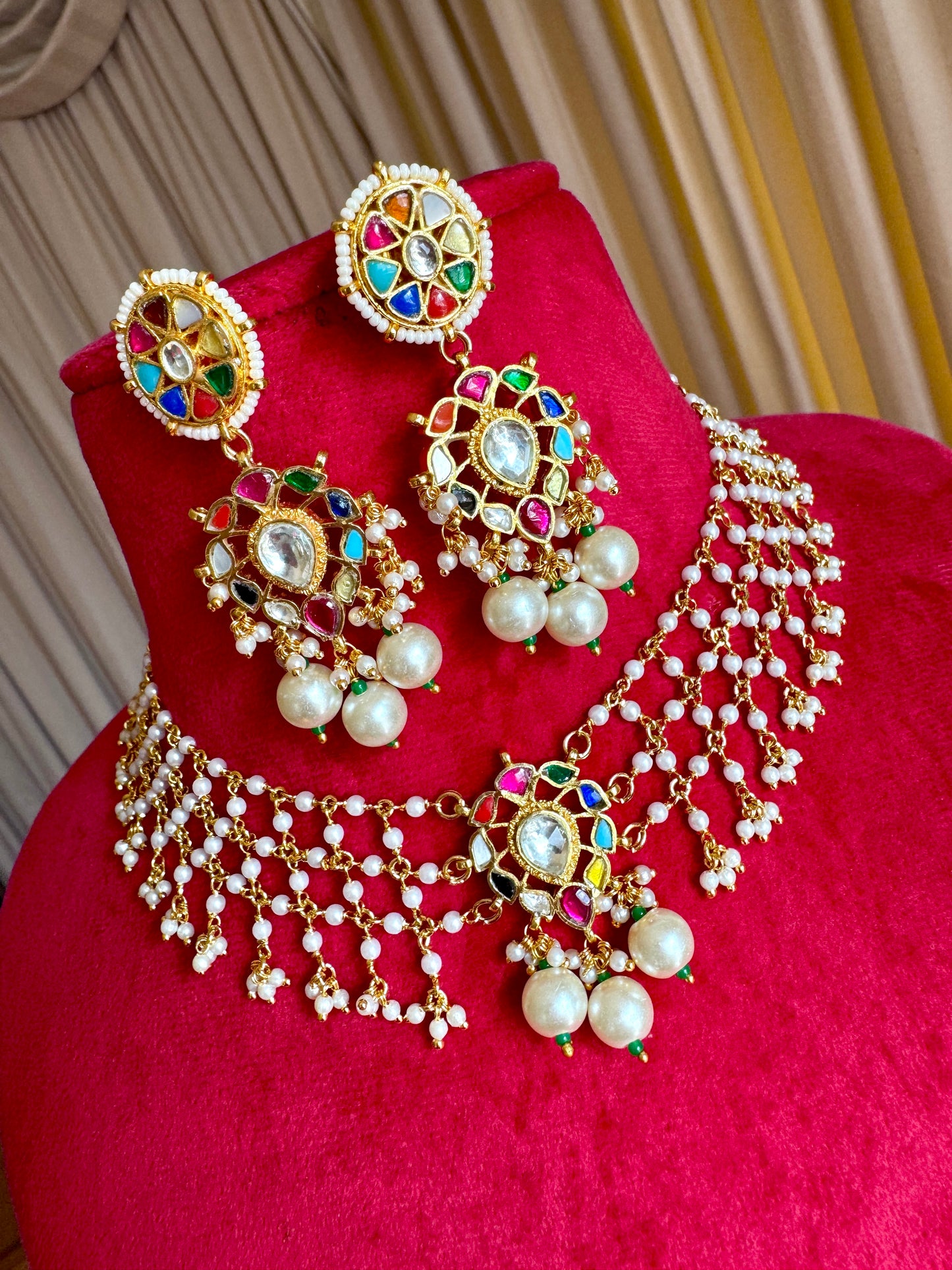 Pachi kundan necklace set
