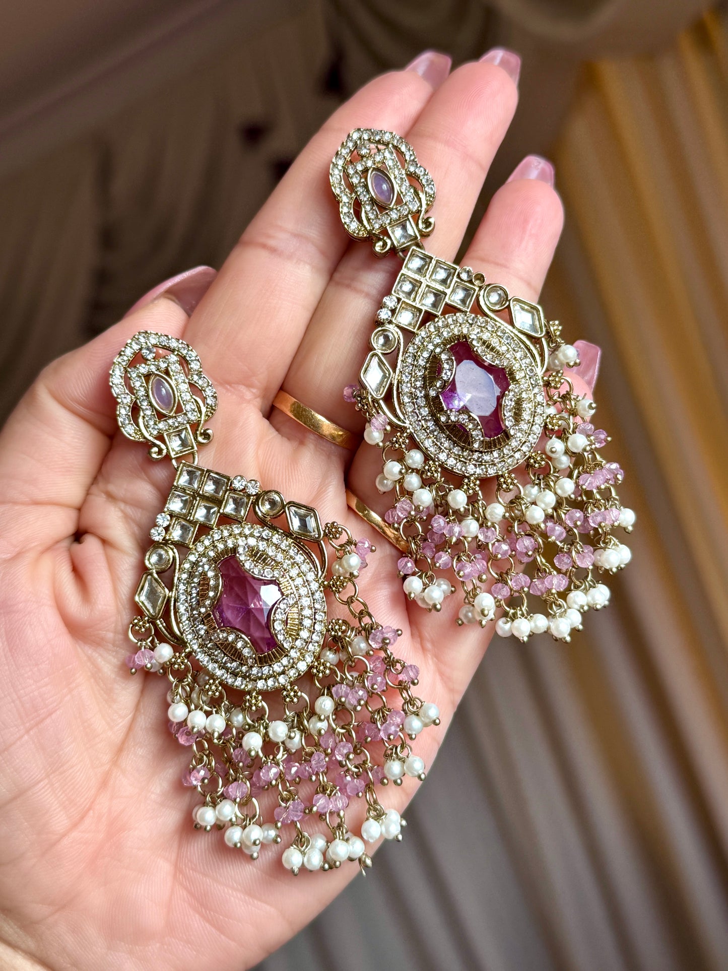 Kundan earrings(Lavender)