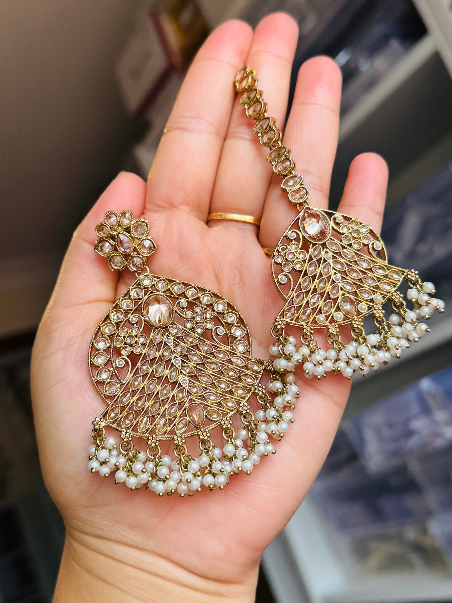 Polki earring tikka set