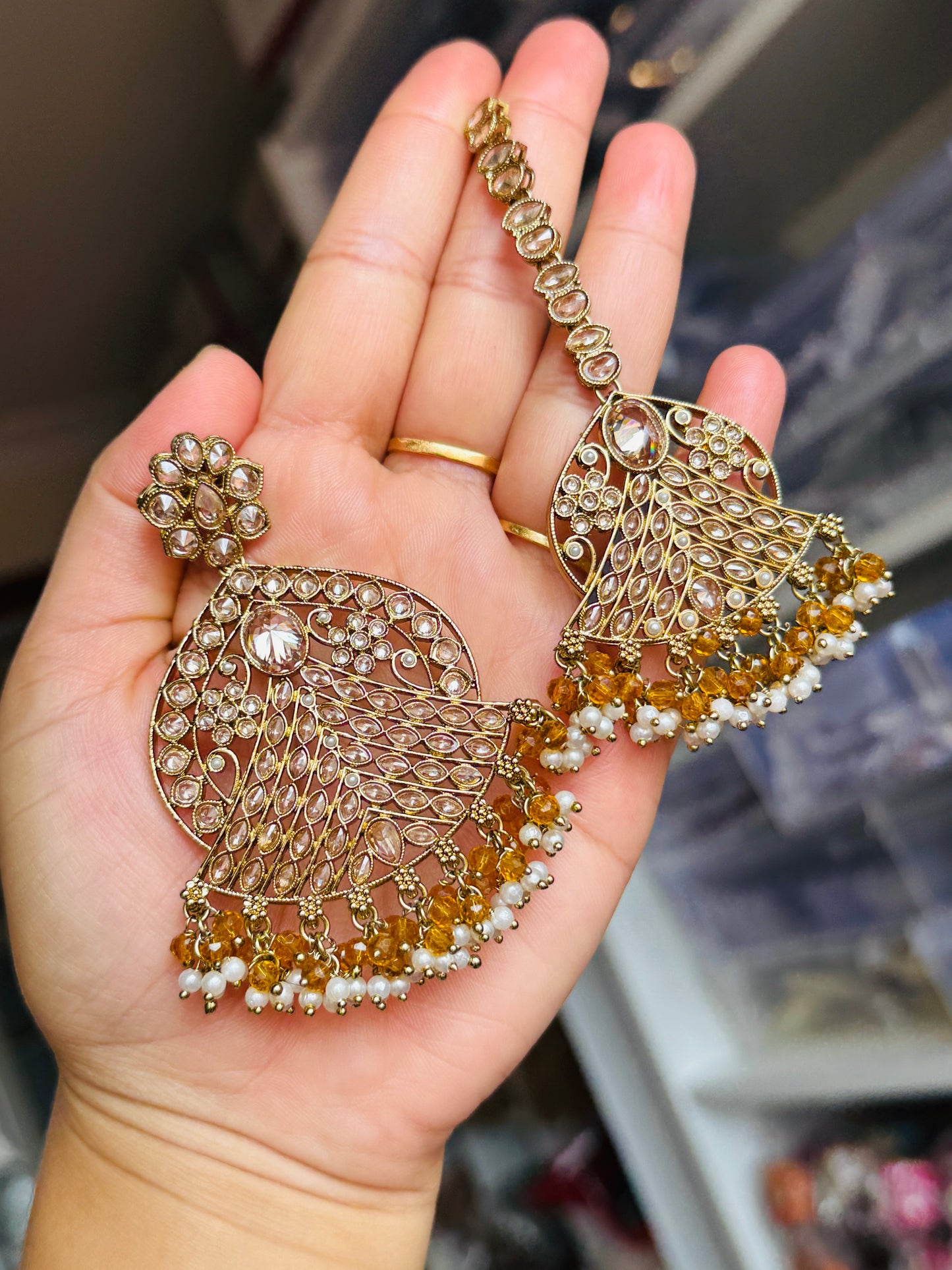 Polki earring tikka set