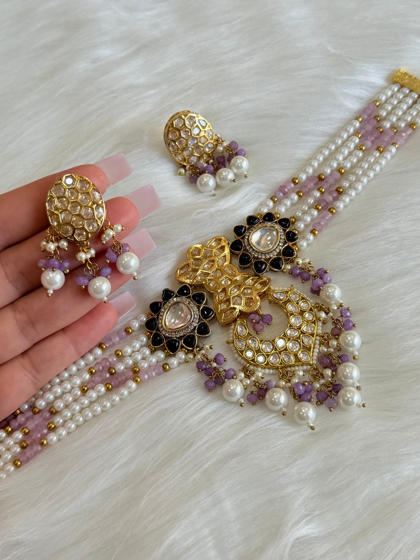 Premium polki kundan chokar set