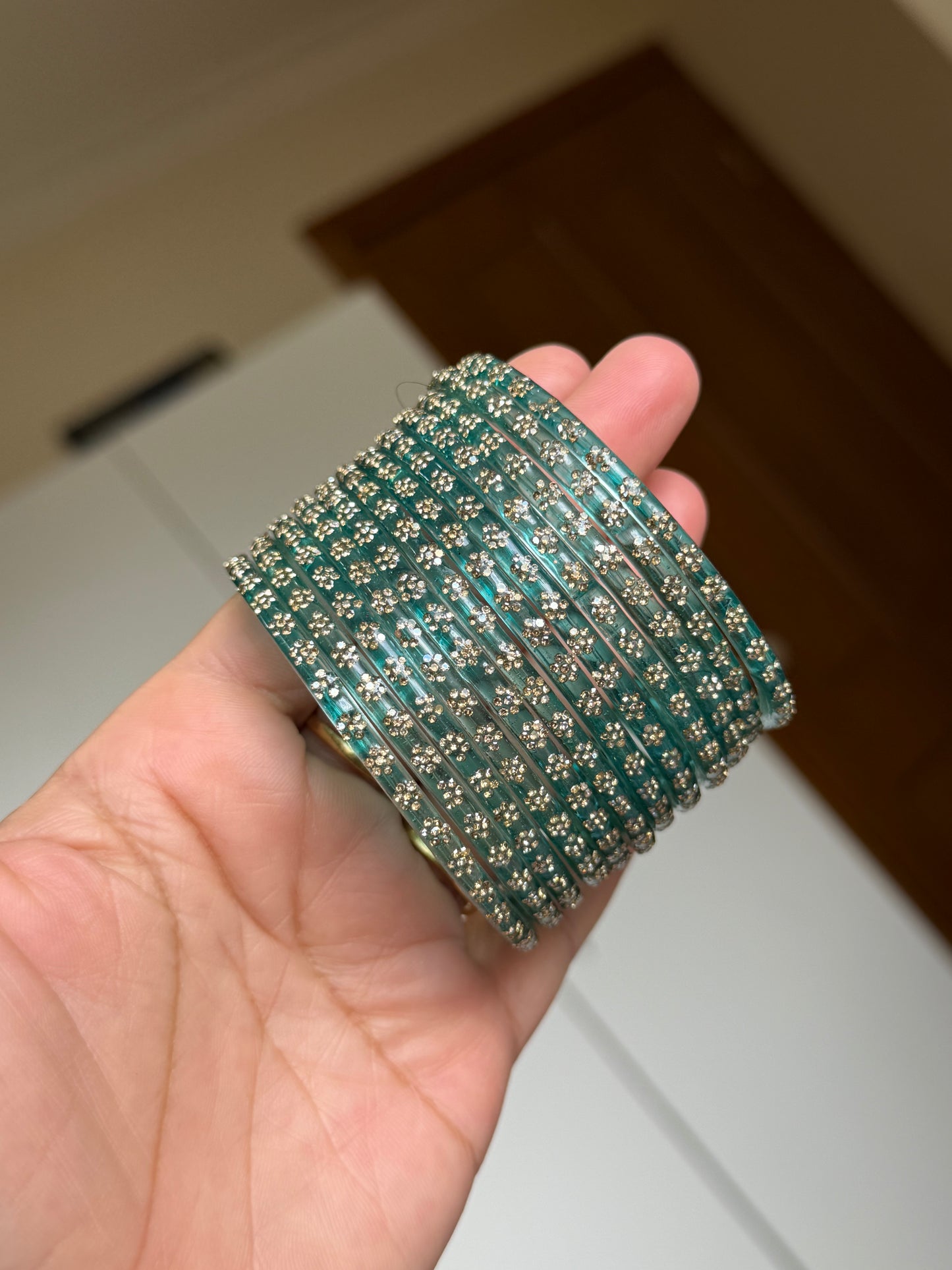 Glass bangles(Teal green)