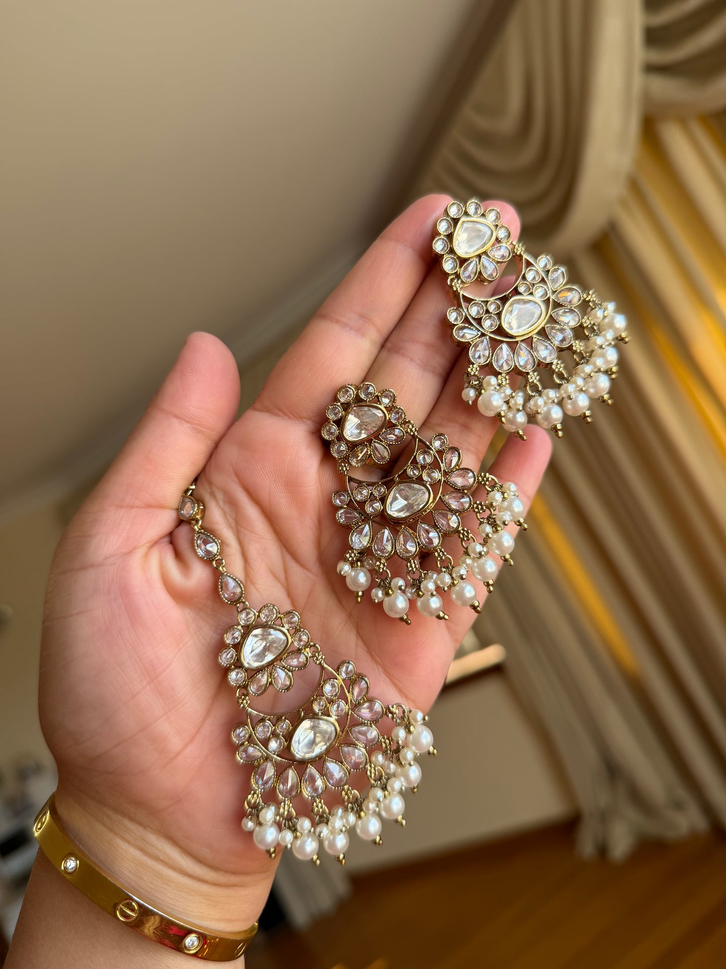 Premium tyani with polki necklace set