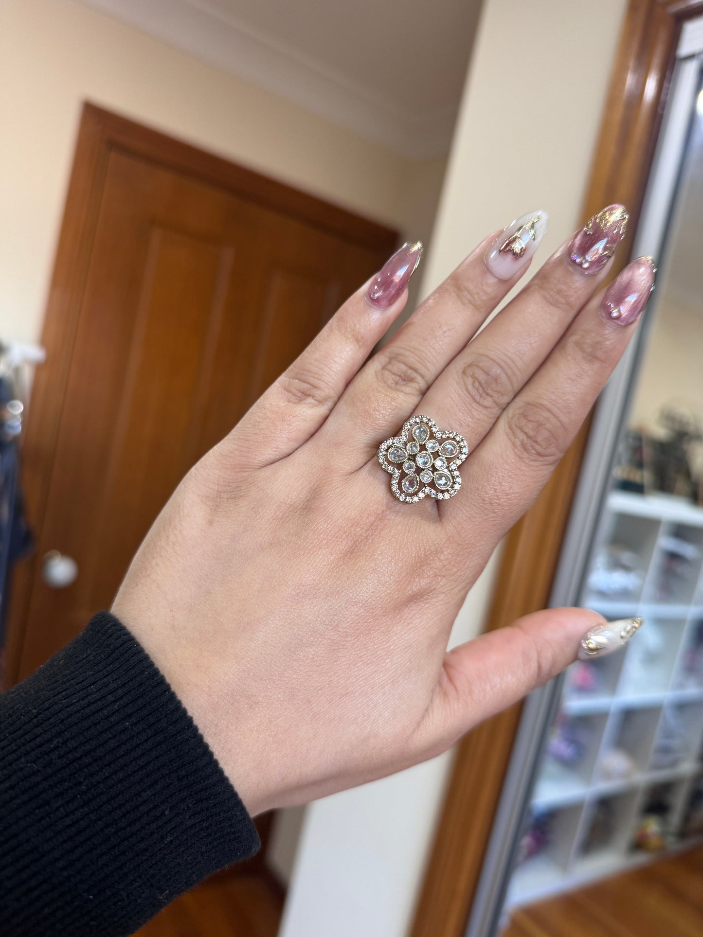 Adjustable polki ring ( clear)