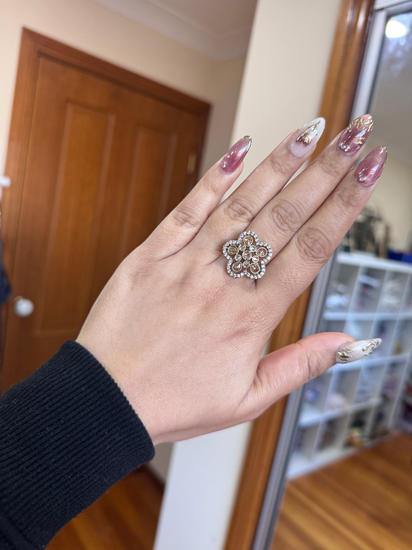 Adjustable polki ring( golden)
