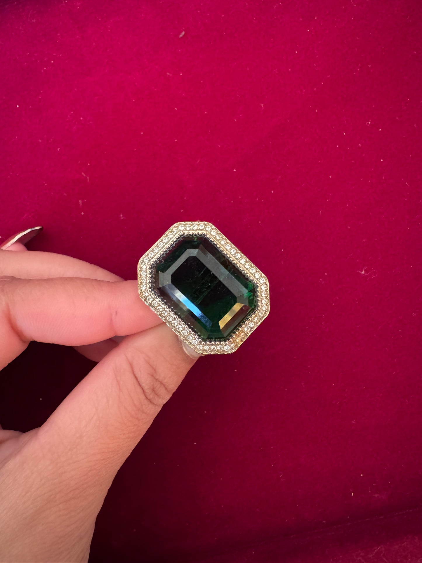 Oversized adjustable ring(Green colour)