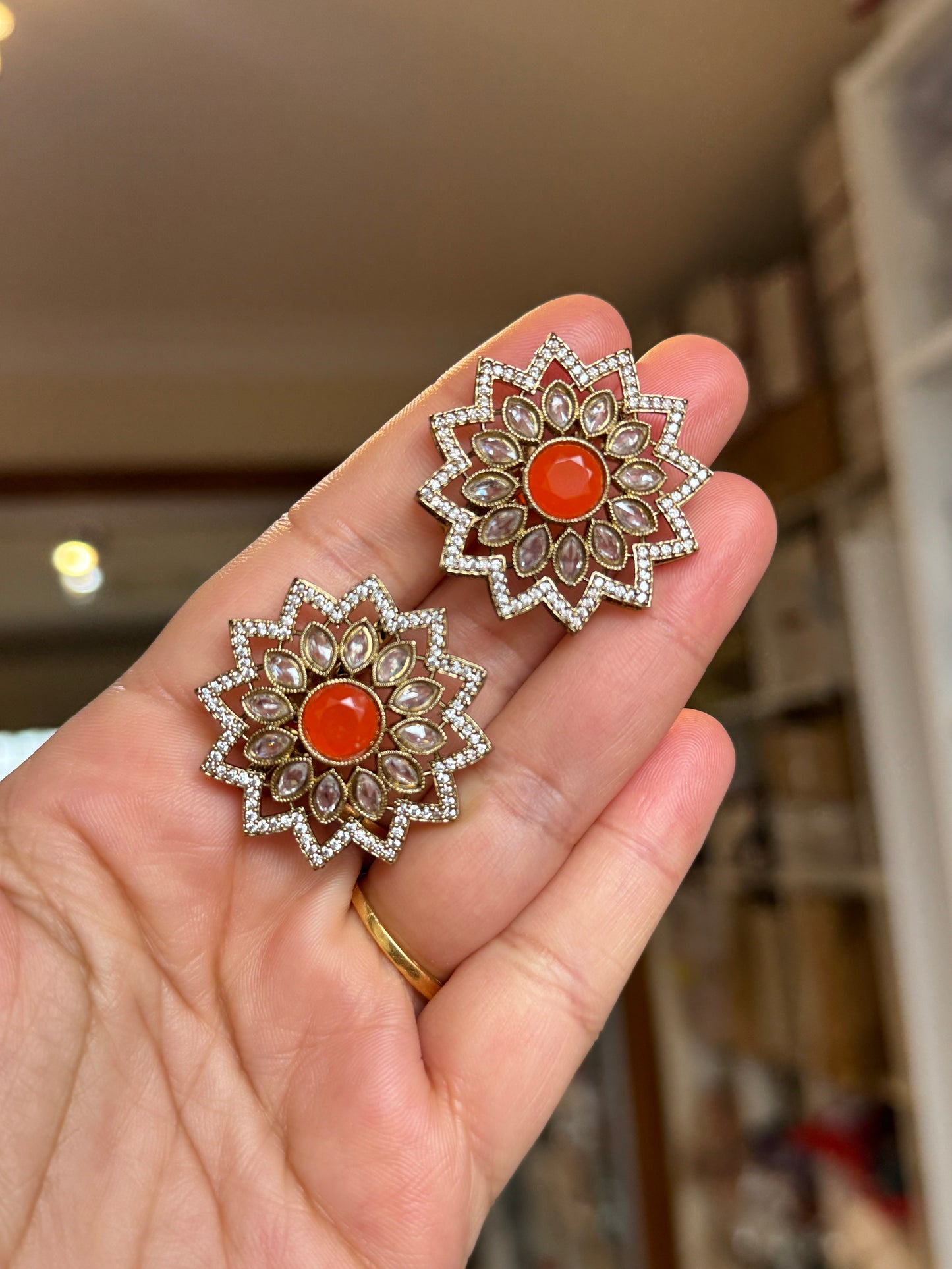 Oversized polki studs