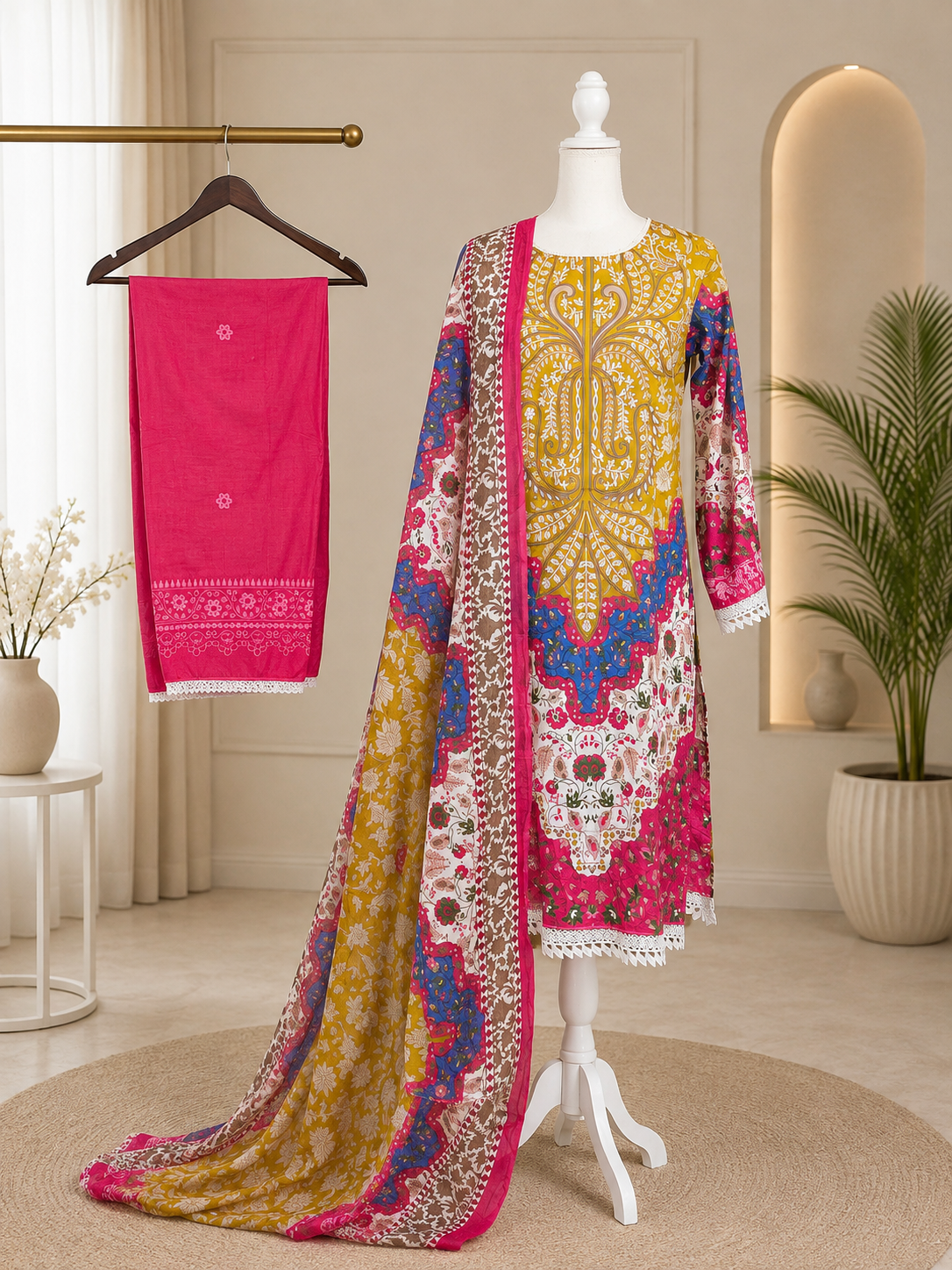 Cotton Printed 3-Piece Suit